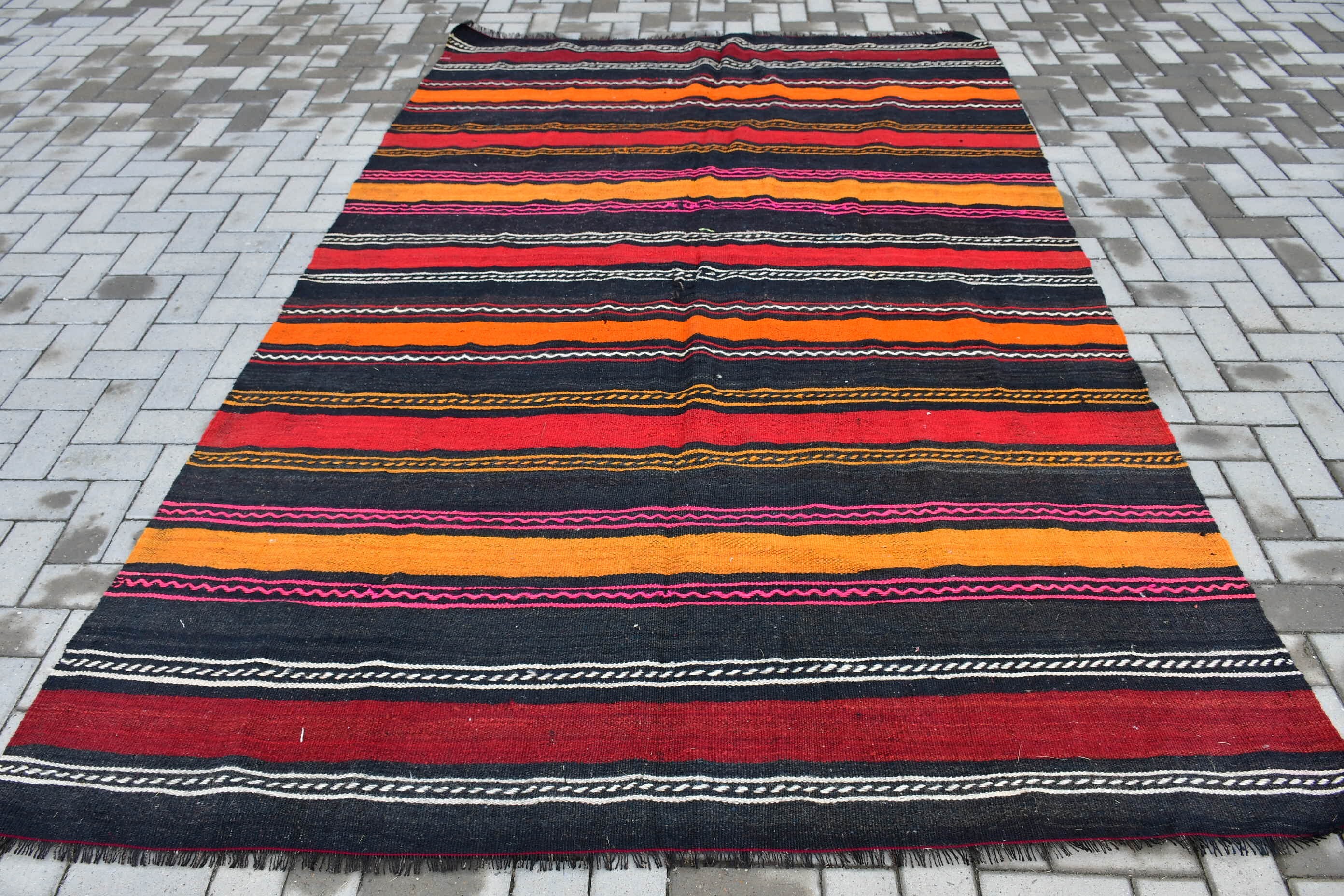 Vintage Rugs, Kilim, Art Rugs, Salon Rug, Wool Rugs, Dining Room Rug, 6.2x9.8 ft Large Rug, Turkish Rug, Red Antique Rug