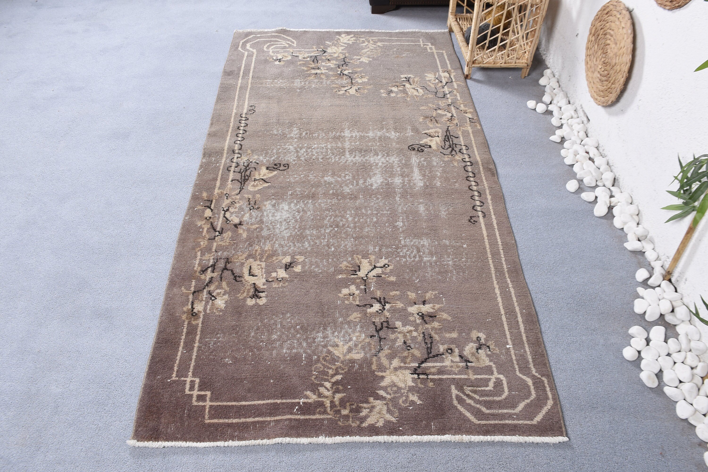 Turkish Rug, Vintage Rugs, Home Decor Rugs, Antique Rug, 3.5x6.9 ft Area Rug, Designer Rugs, Indoor Rug, Gray Floor Rug, Kitchen Rug