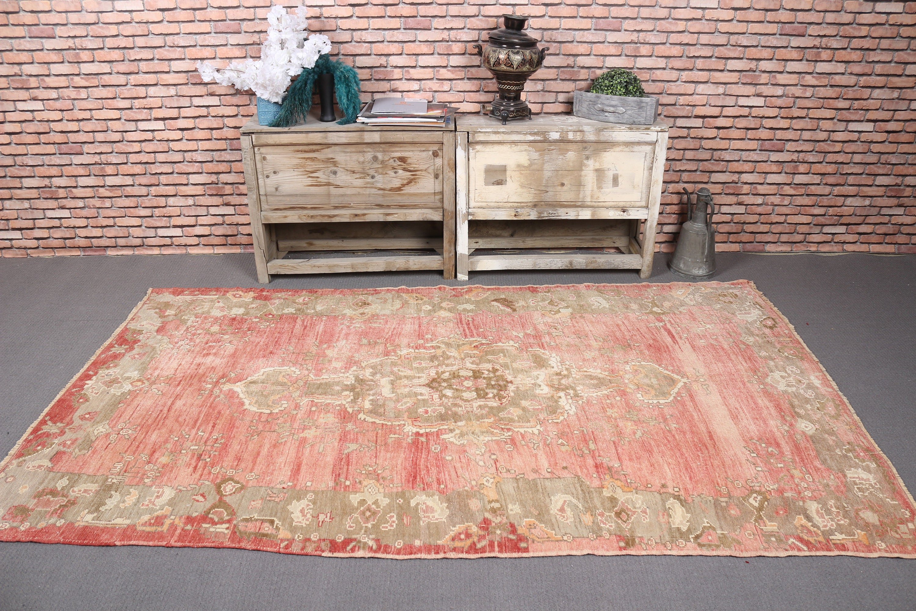 Turkish Rug, 4.5x8.1 ft Area Rugs, Kitchen Rugs, Indoor Rug, Muted Rug, Floor Rugs, Vintage Rug, Rugs for Living Room, Red Moroccan Rugs