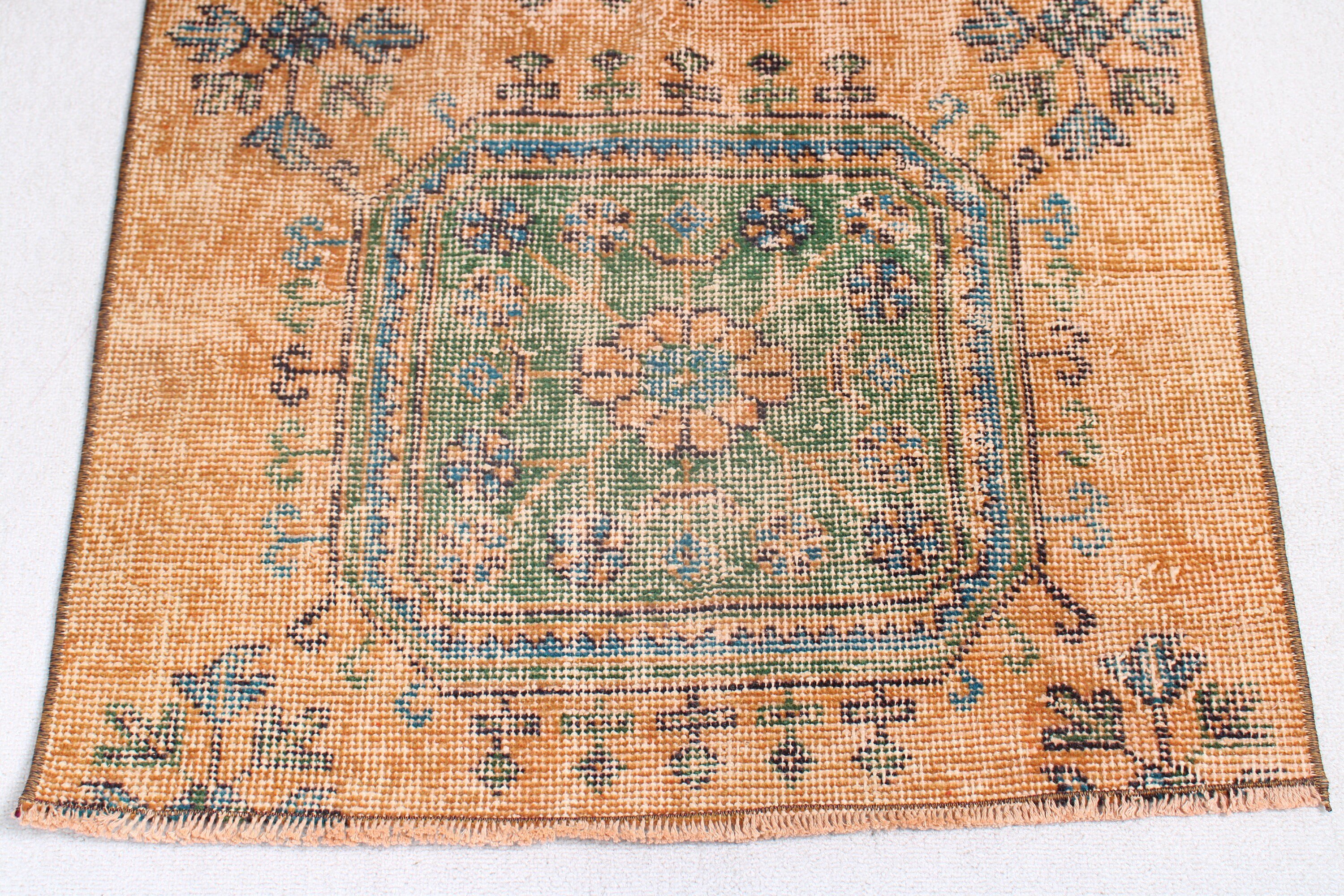 Turkish Rugs, Bath Rugs, Orange  2.7x3.9 ft Small Rug, Luxury Rugs, Vintage Rugs, Rugs for Entry, Bedroom Rug, Handwoven Rugs