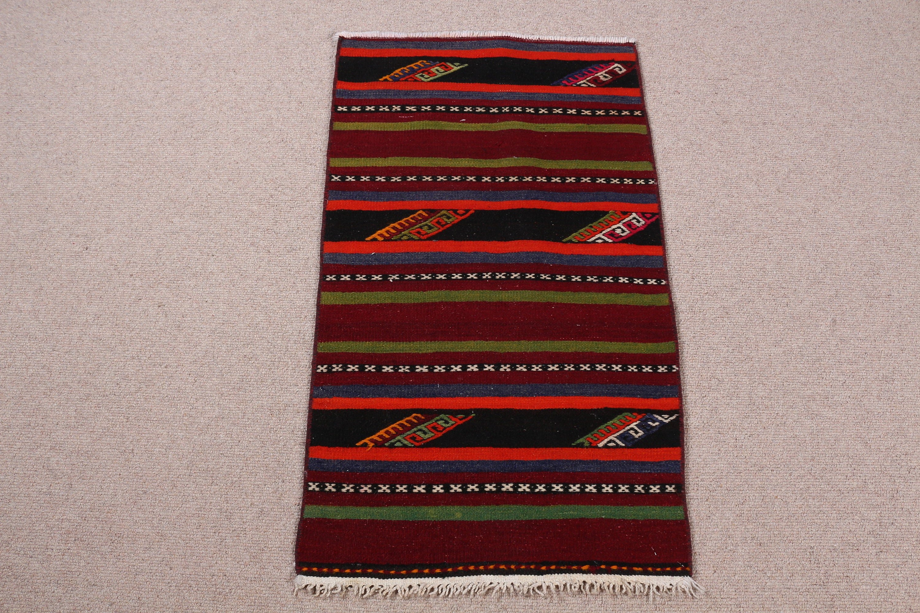 Bedroom Rug, Kilim, Rainbow Anatolian Rug, 1.7x2.9 ft Small Rug, Turkish Rug, Oriental Rug, Car Mat Rug, Anatolian Rugs, Vintage Rugs