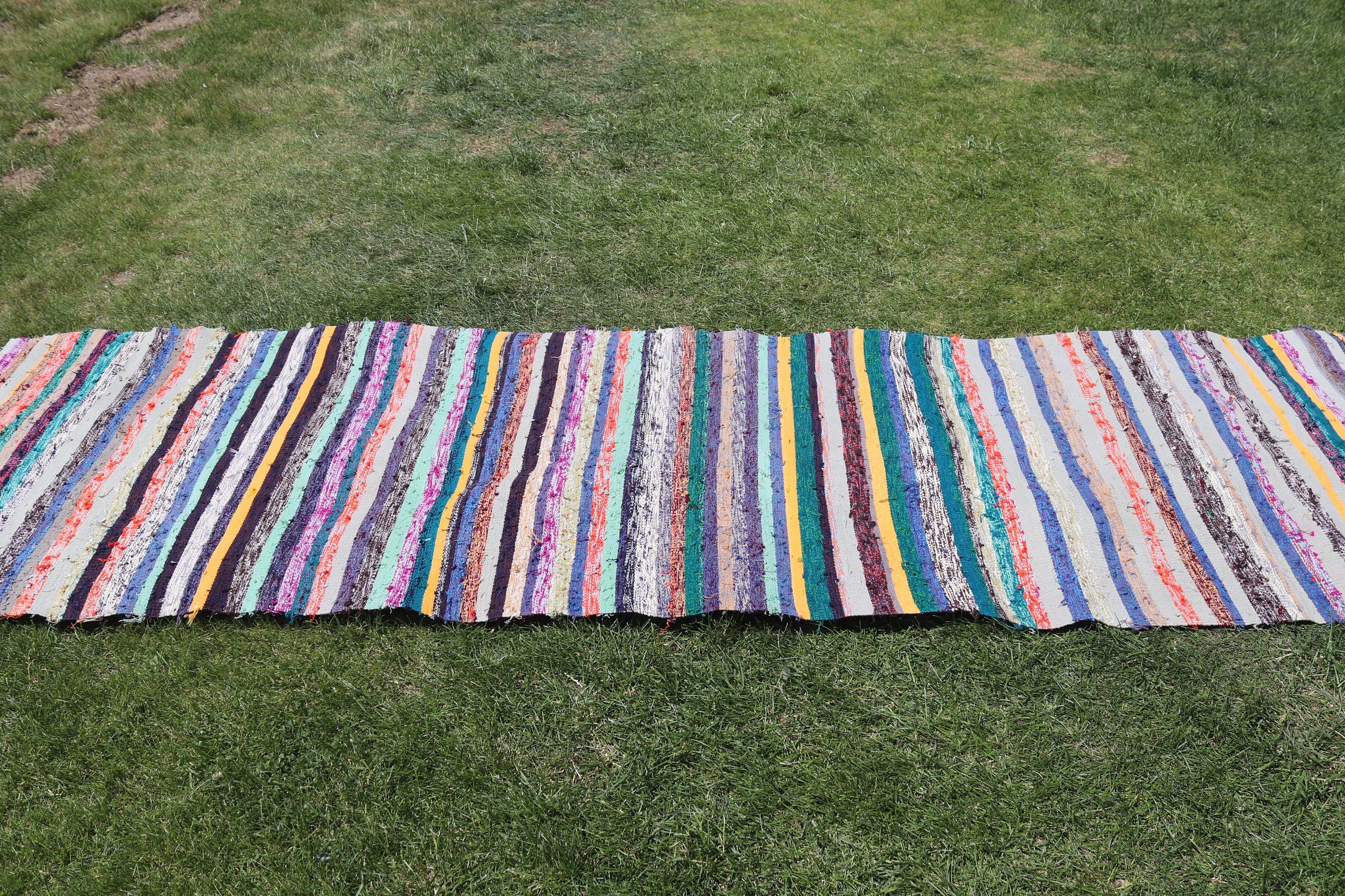 Runner Halıları, Vintage Halı, Mutfak Halısı, 2.6x10.1 ft Runner Halıları, Kilim, Bildiri Halısı, Gökkuşağı Oushak Halısı, Türk Halısı, Havalı Halı