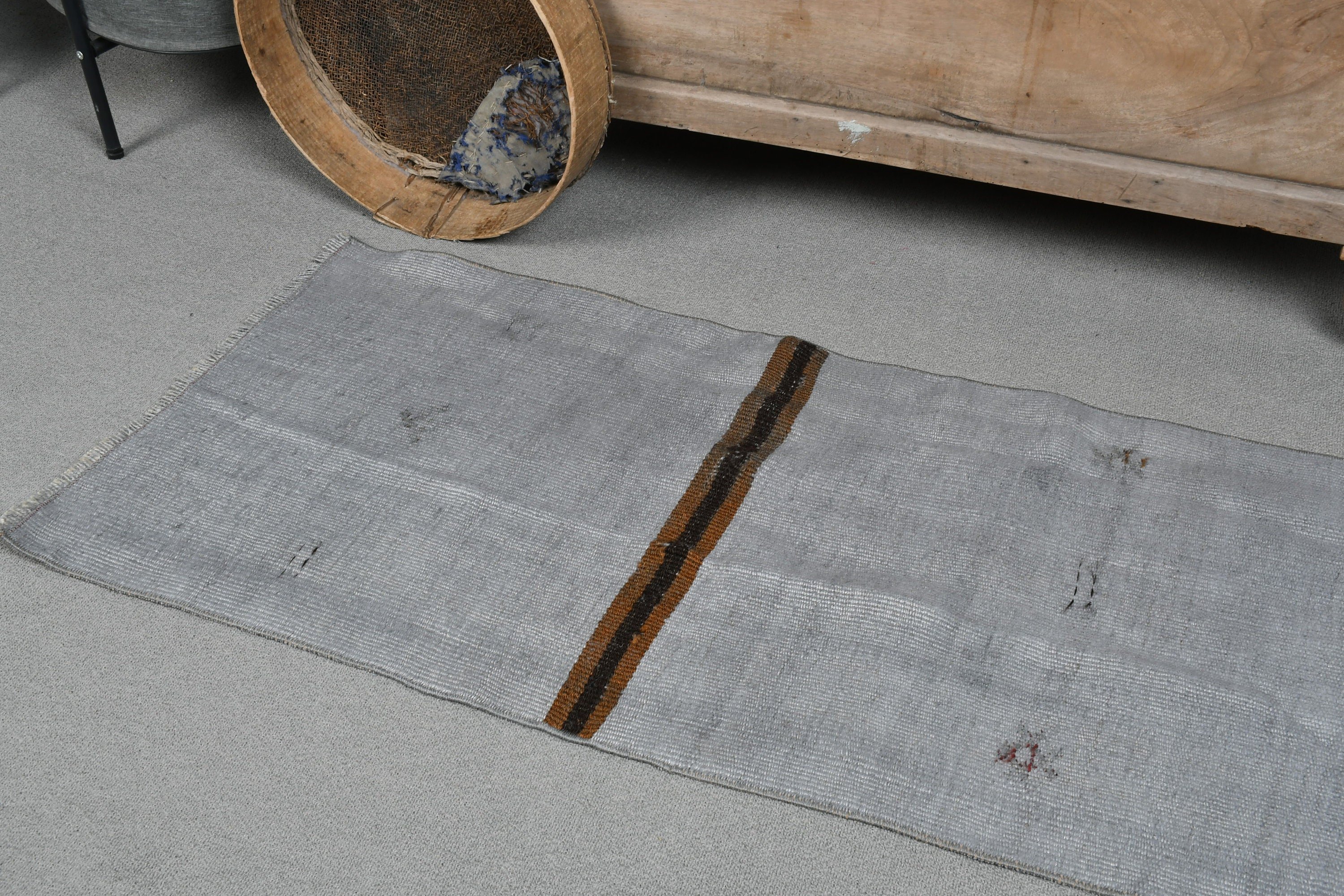 Gray Floor Rugs, Old Rug, Vintage Rug, 1.8x3.7 ft Small Rug, Anatolian Rug, Turkish Rug, Rugs for Entry, Entry Rugs, Wool Rug, Door Mat Rug