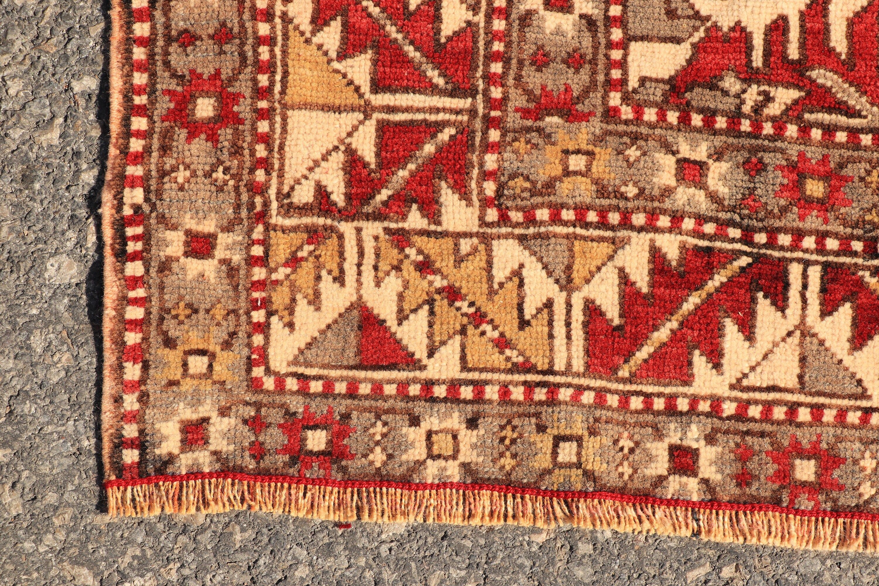 Turkish Rug, Rugs for Bedroom, Red Moroccan Rug, Wool Rug, Tribal Rugs, 3.9x6.3 ft Area Rugs, Vintage Rug, Bedroom Rug, Floor Rug, Pale Rug