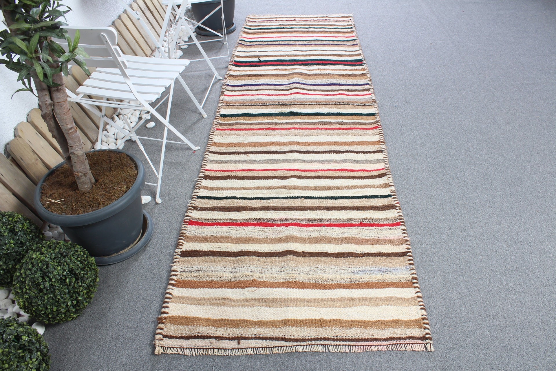 Bej Antika Halı, Yer Halısı, Koridor Halısı, Özel Halı, Kilim, Vintage Halı, Türk Halısı, 2.9x9.9 ft Runner Halısı, Oryantal Halılar, Mutfak Halısı