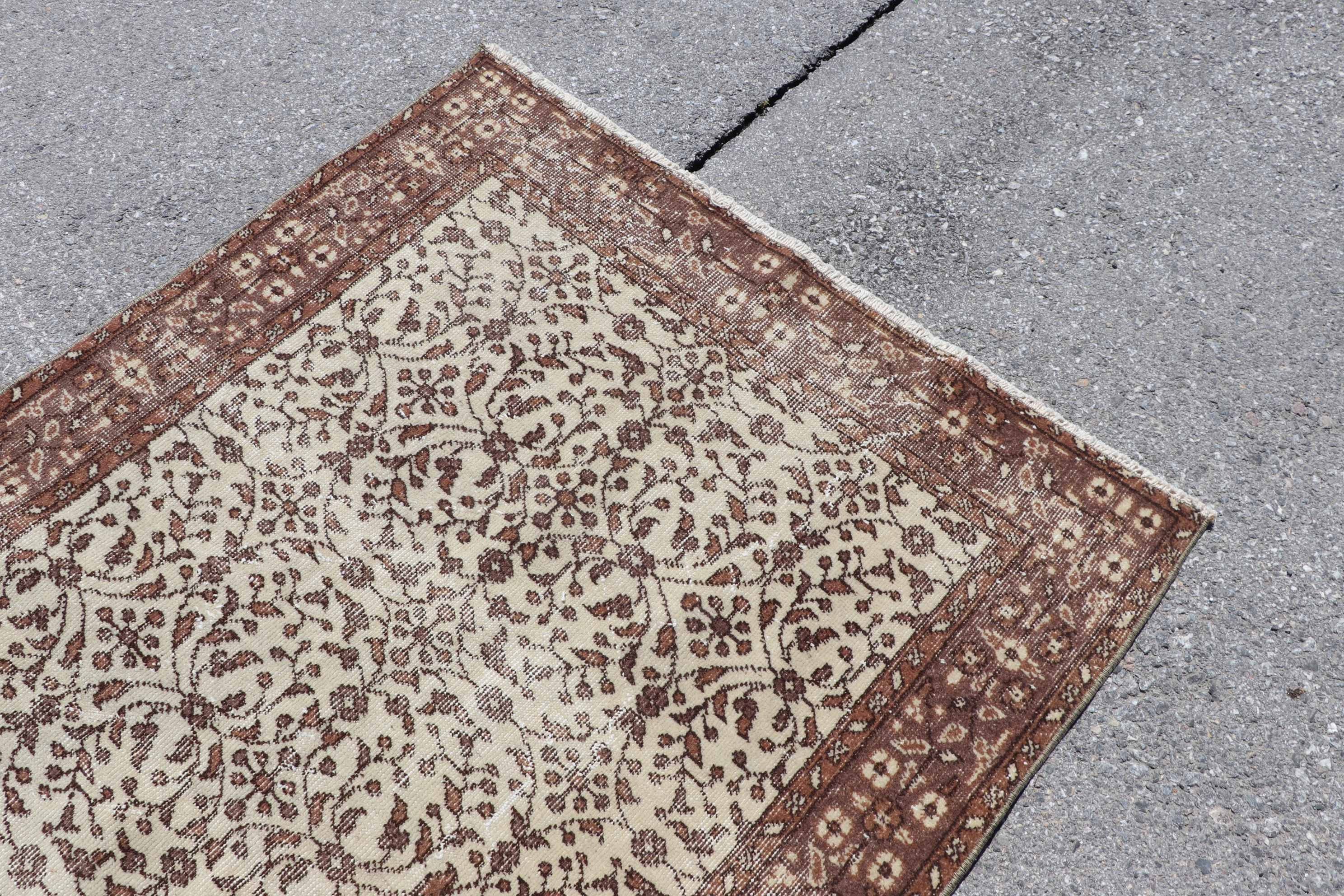 Tribal Rug, Beige Wool Rug, Vintage Rug, Anatolian Rug, Turkish Rugs, 3.9x6.5 ft Area Rugs, Indoor Rugs, Oriental Rugs, Rugs for Kitchen