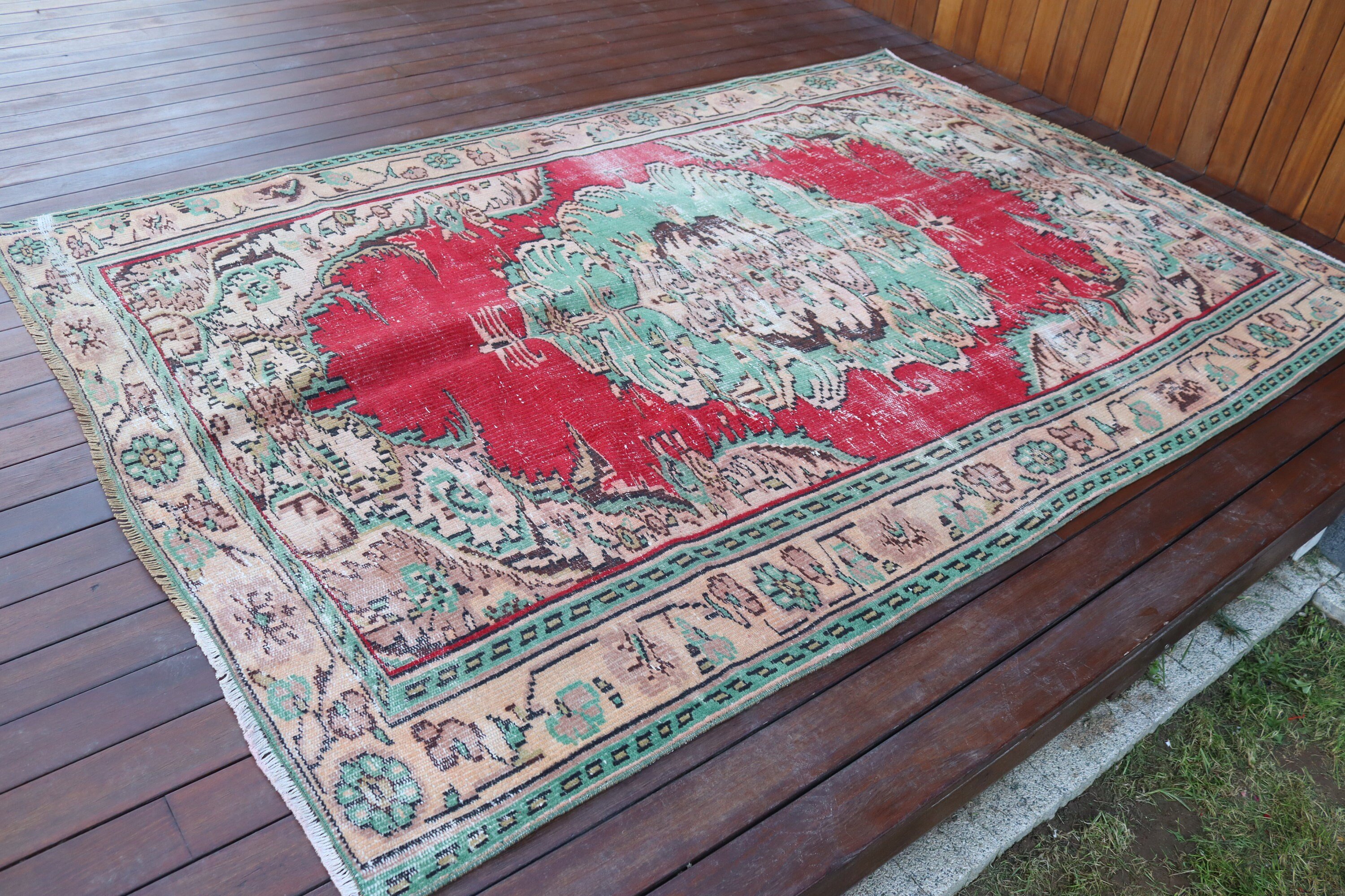 Türk Halıları, Vintage Halı, Kırmızı Fas Halısı, Anadolu Halısı, Büyük Oushak Halıları, Yer Halısı, Büyük Boho Halıları, 5.4x8 ft Büyük Halı