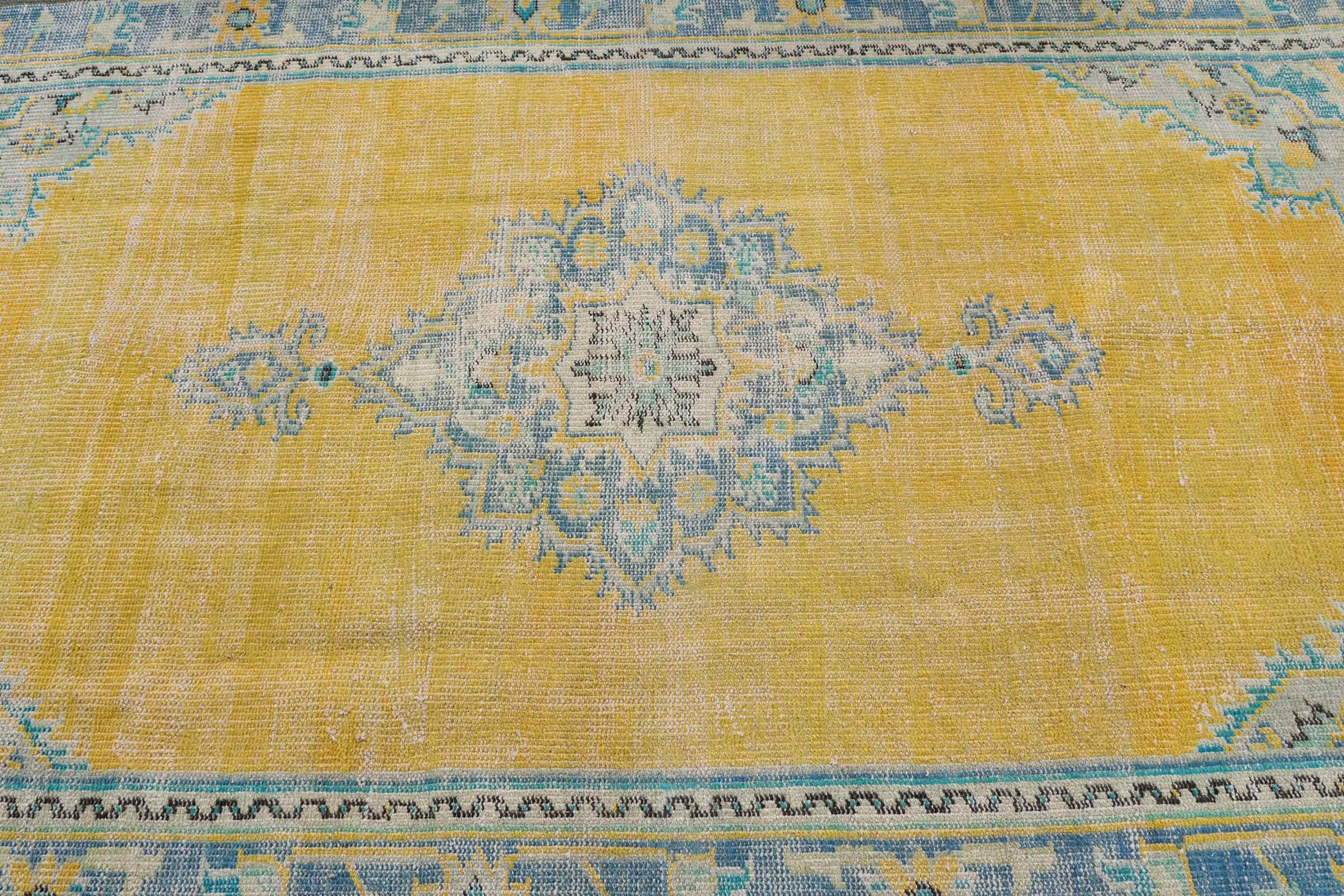 Bedroom Rugs, Salon Rug, Anatolian Rug, Turkish Rug, Rugs for Bedroom, Vintage Rugs, Yellow Moroccan Rug, 4.8x8.5 ft Large Rug, Oushak Rug