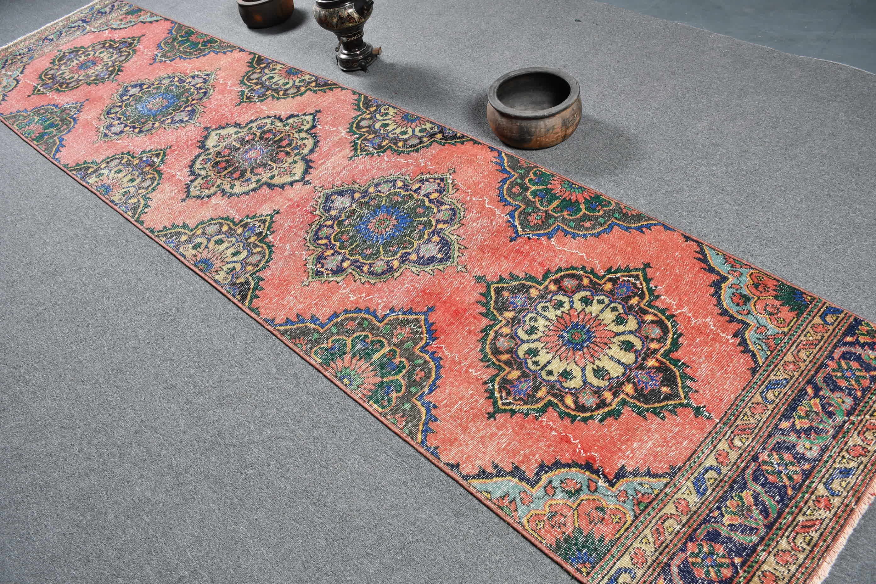 Red Oriental Rug, Turkish Rugs, Cool Rug, Vintage Rug, Old Rug, 3.1x13.2 ft Runner Rug, Oushak Rugs, Hallway Rug, Art Rugs, Rugs for Stair