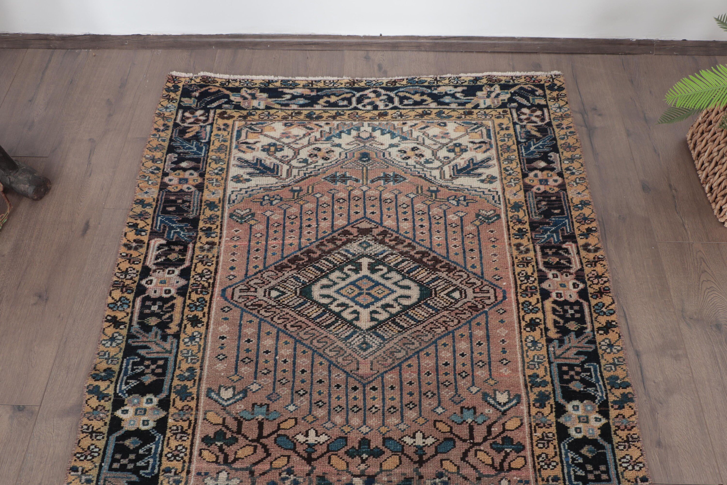 Mavi Oushak Halıları, Koridor Halısı, 3,5x12,9 ft Yolluk Halısı, Yatak Odası Halıları, Mutfak Halıları, Egzotik Halı, Vintage Halı, Türk Halısı, Koridor Halıları