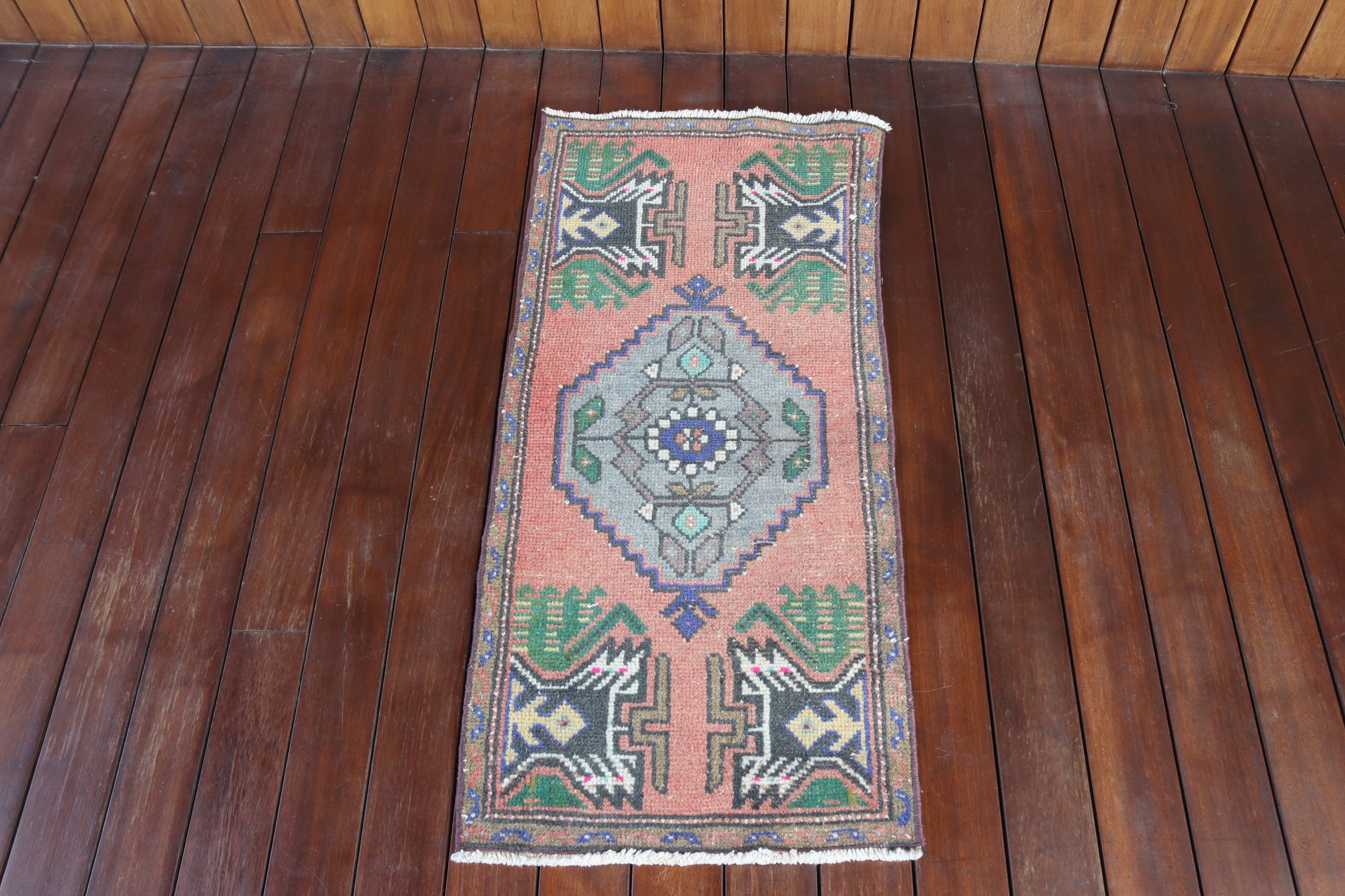 Türk Halıları, Küçük Alan Halısı, Küçük Vintage Halılar, Vintage Halılar, 1,5x3,4 ft Küçük Halı, Ev Dekor Halıları, Mavi Nötr Halı, Oryantal Halı