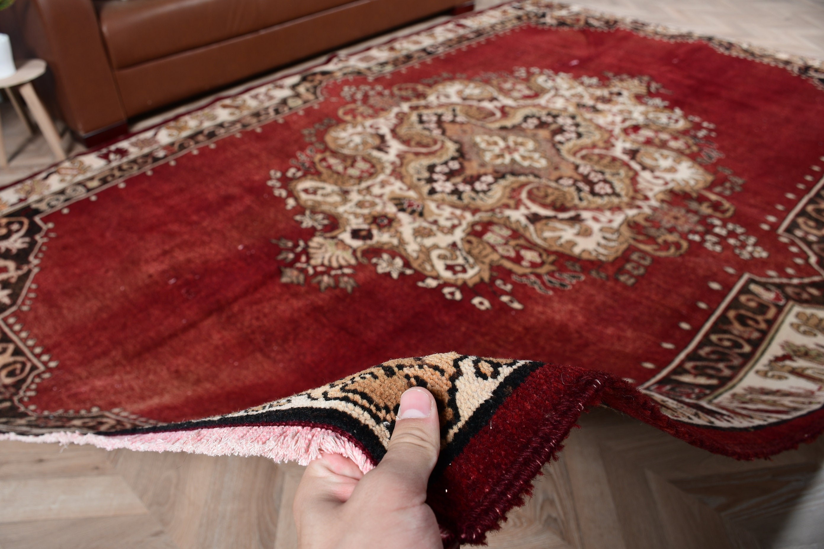 Oriental Rug, Vintage Rug, Salon Rugs, Turkish Rug, 6.7x10.2 ft Large Rug, Dining Room Rug, Red Home Decor Rug, Abstract Rug