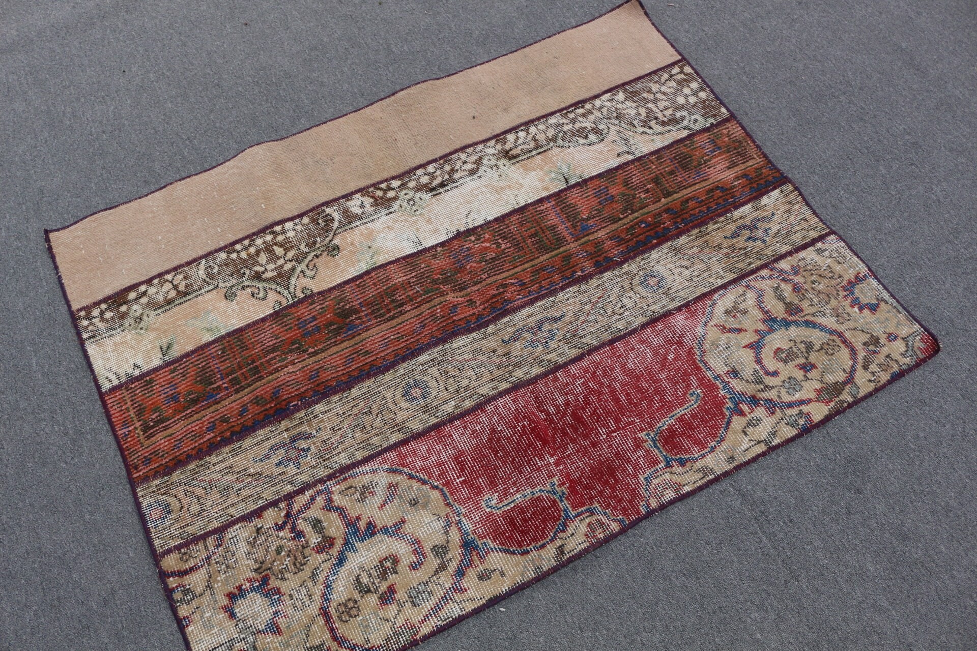 Araba Mat Halısı, Sanat Halısı, 3.2x4.2 ft Küçük Halı, Kapı Paspası Halısı, Gökkuşağı Anadolu Halısı, Vintage Halılar, Ev Dekorasyonu Halısı, Türk Halısı