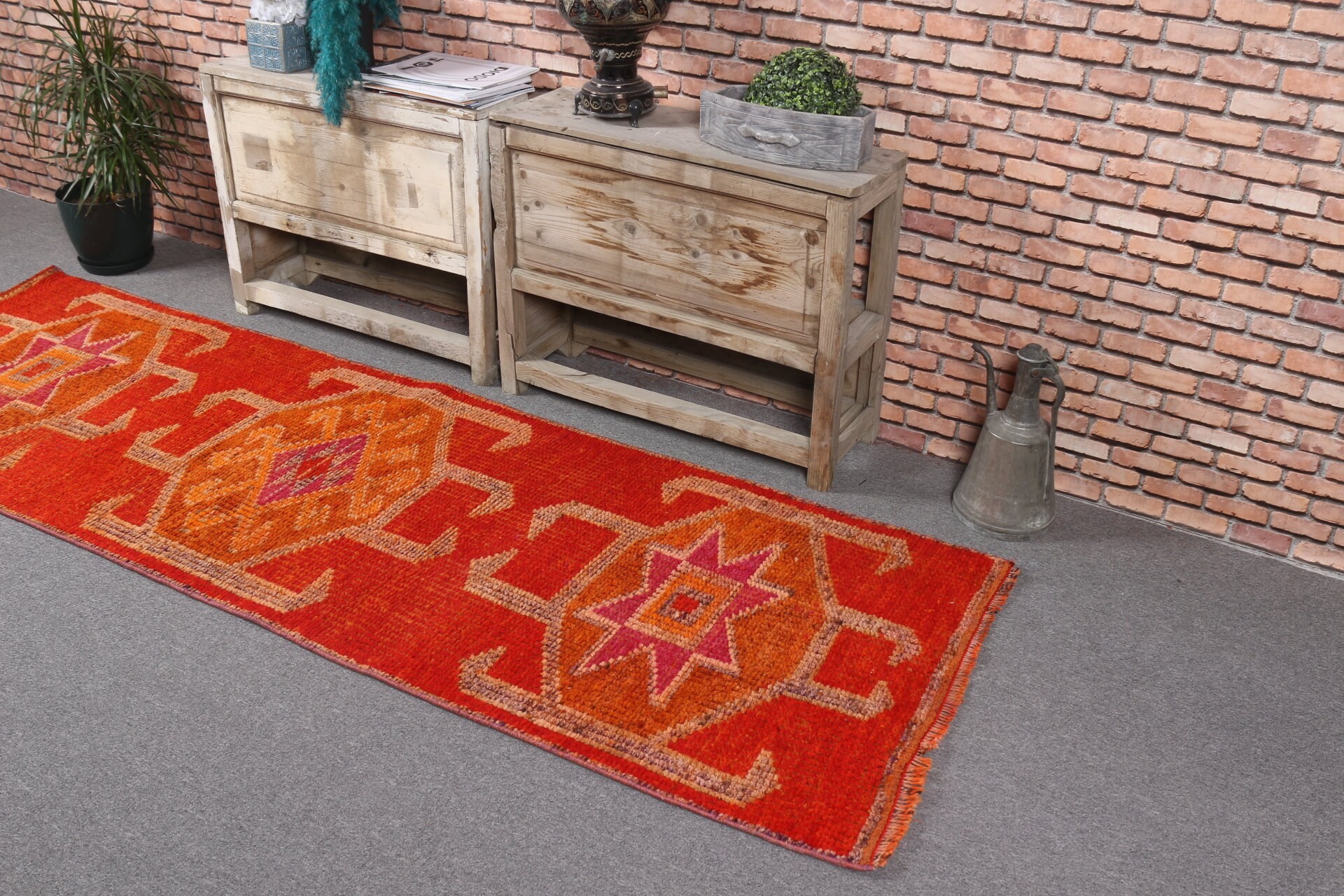 Türk Halısı, 2.7x8.5 ft Runner Halısı, Vintage Halı, Kırmızı Soğuk Halılar, Koridor Halıları, Koridor Halısı, Ev Dekorasyonu Halıları, Merdiven Halıları