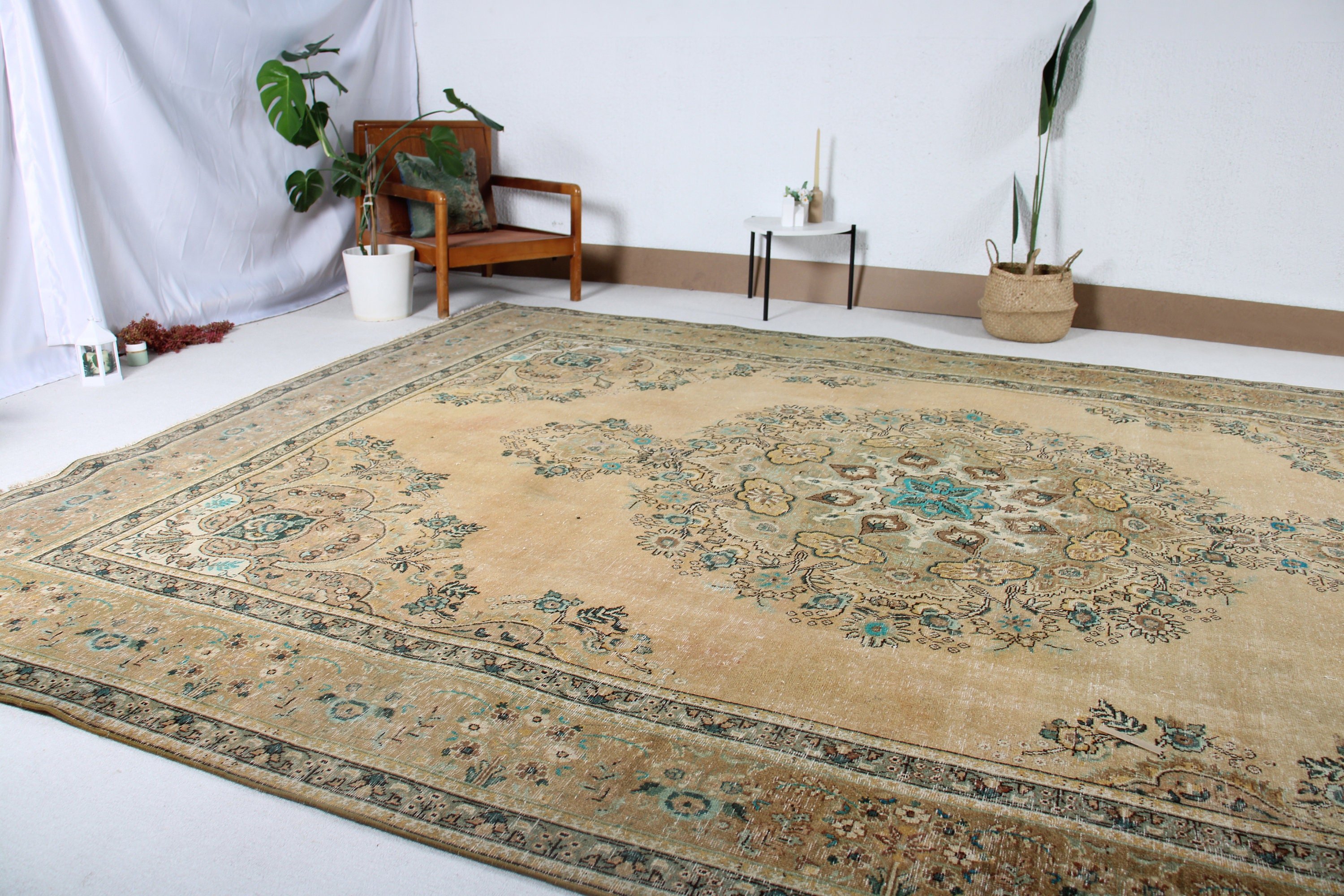 Turkish Rugs, Vintage Rug, 9.6x13.2 ft Oversize Rug, Beige Moroccan Rug, Statement Rug, Anatolian Rug, Office Rugs, Oversize Turkish Rugs