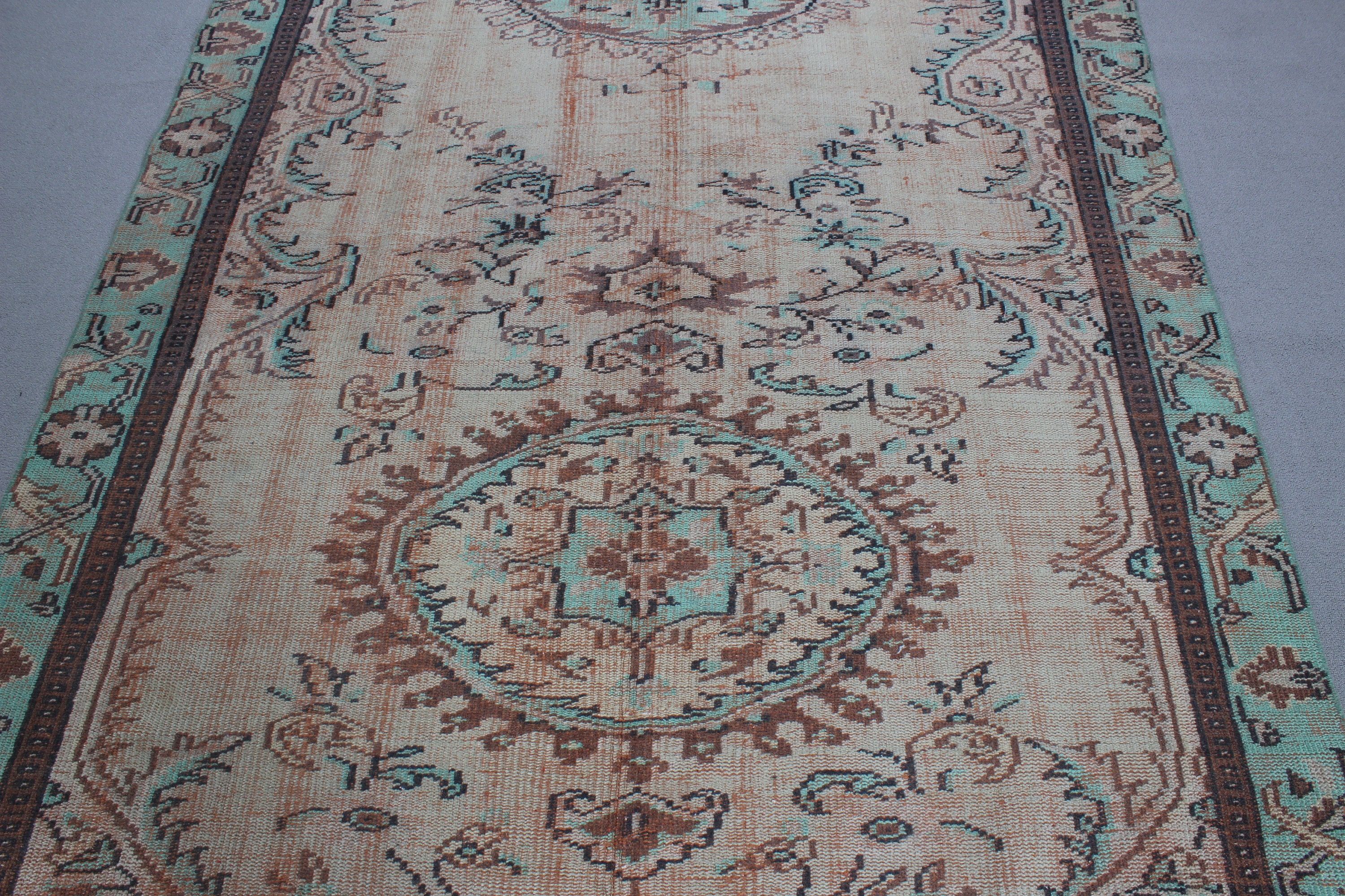 Türk Halısı, Salon Halısı, 5,3x8,2 ft Büyük Halı, Nötr Halılar, Oturma Odası Halısı, Modern Halı, Yeşil İfade Halıları, Lüks Halılar, Vintage Halı