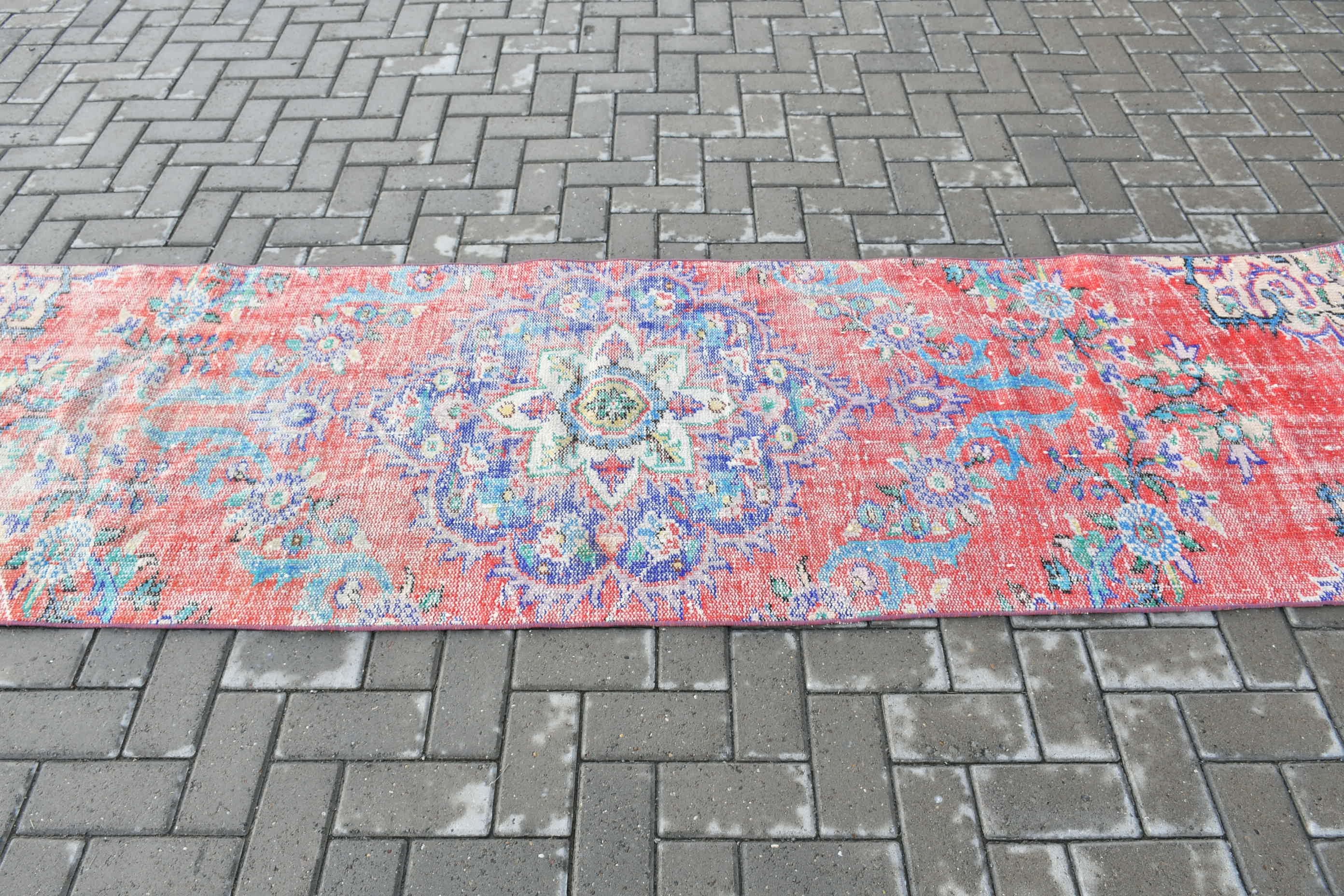 Koridor Halıları, Koşucu Halıları, Türk Halıları, Yer Halısı, Yatak Odası Halıları, Koridor Halısı, Kırmızı 2.8x9.7 ft Runner Halıları, Vintage Halı