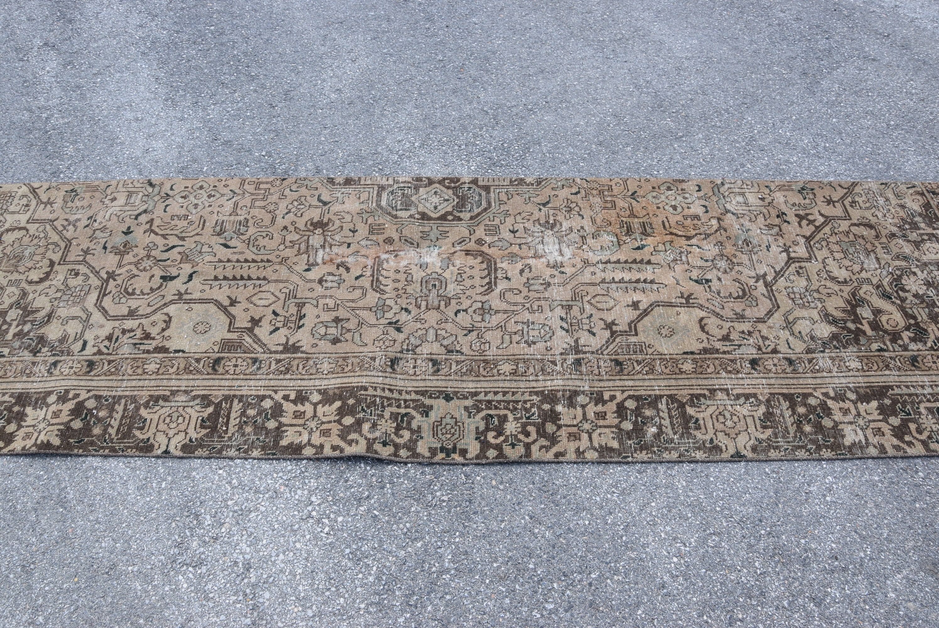 Vintage Rug, Custom Rug, Brown Bedroom Rugs, Corridor Rugs, Turkish Rug, Stair Rug, Bedroom Rug, 3.1x11.5 ft Runner Rugs, Antique Rugs