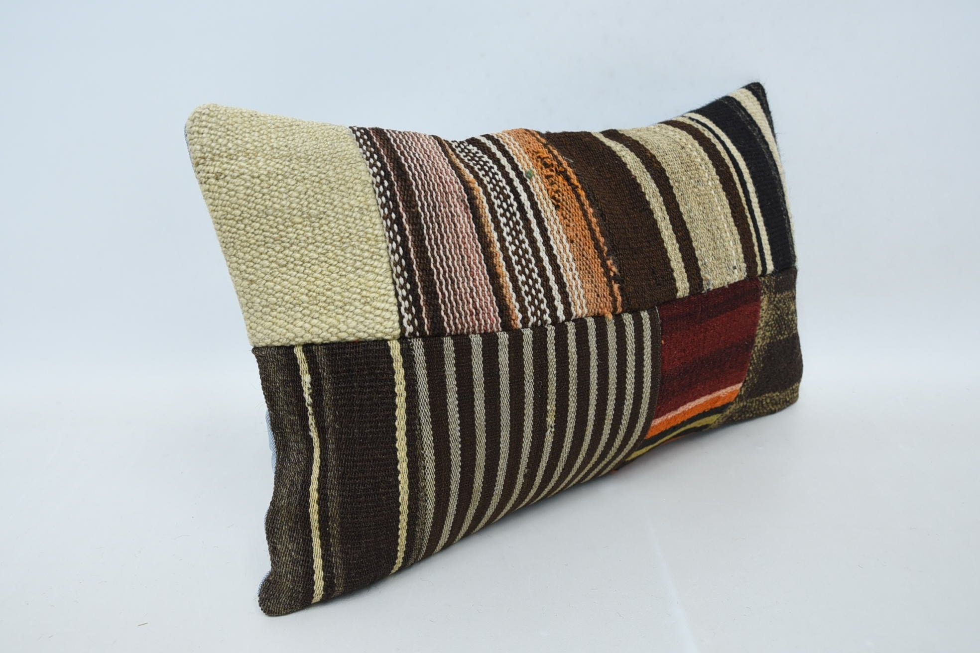 12"x20" Brown Pillow Cover, Vintage Kilim Throw Pillow, Vintage Kilim Pillow, Couch Pillow Case, Ethnical Kilim Rug Pillow