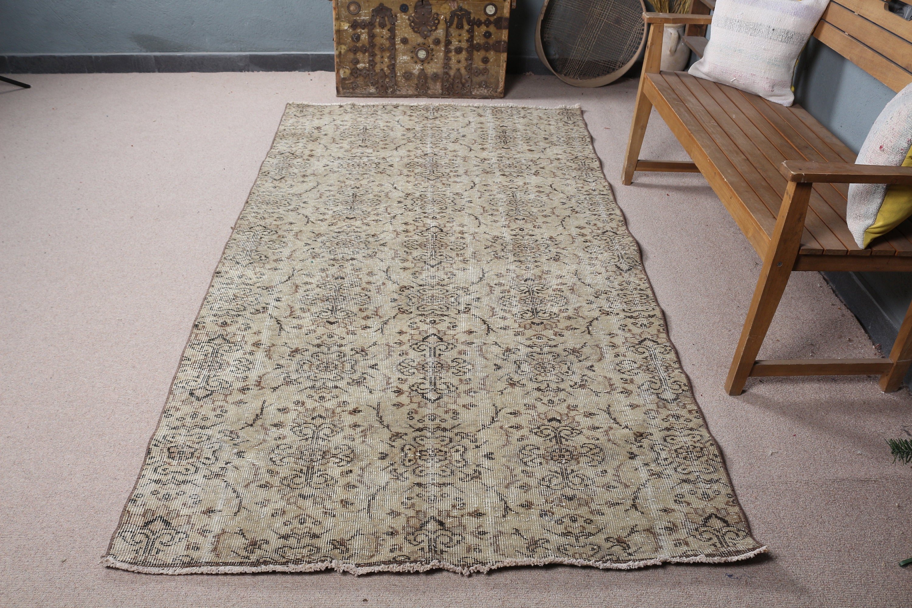 Rugs for Floor, Vintage Rugs, 4.5x8.1 ft Area Rug, Beige Kitchen Rug, Cool Rug, Natural Rug, Vintage Decor Rugs, Turkish Rug