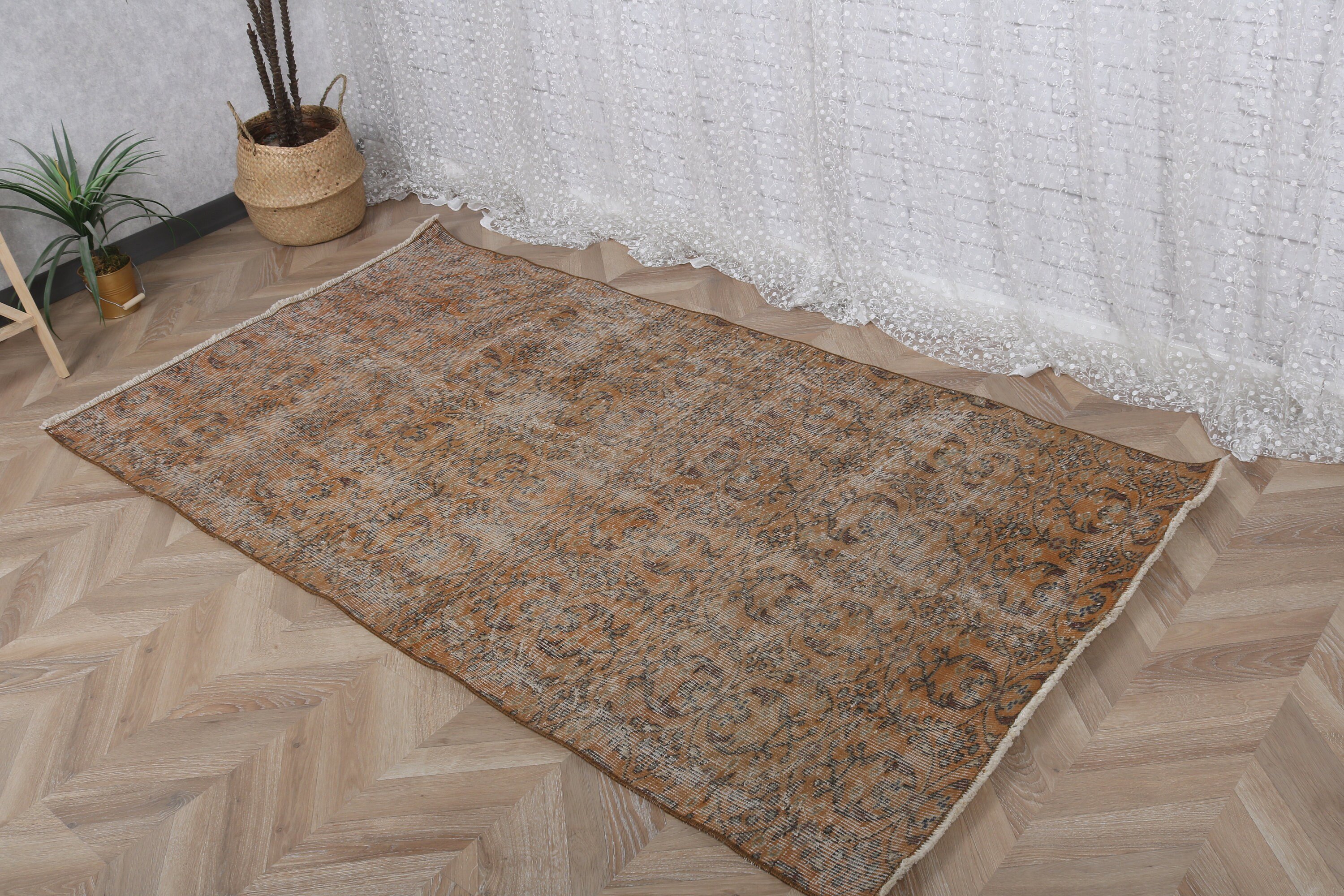 Vintage Rugs, Bedroom Rug, Turkish Rugs, Statement Rug, Outdoor Rug, Brown Moroccan Rug, Rugs for Nursery, Boho Rugs, 3.7x6.7 ft Area Rugs