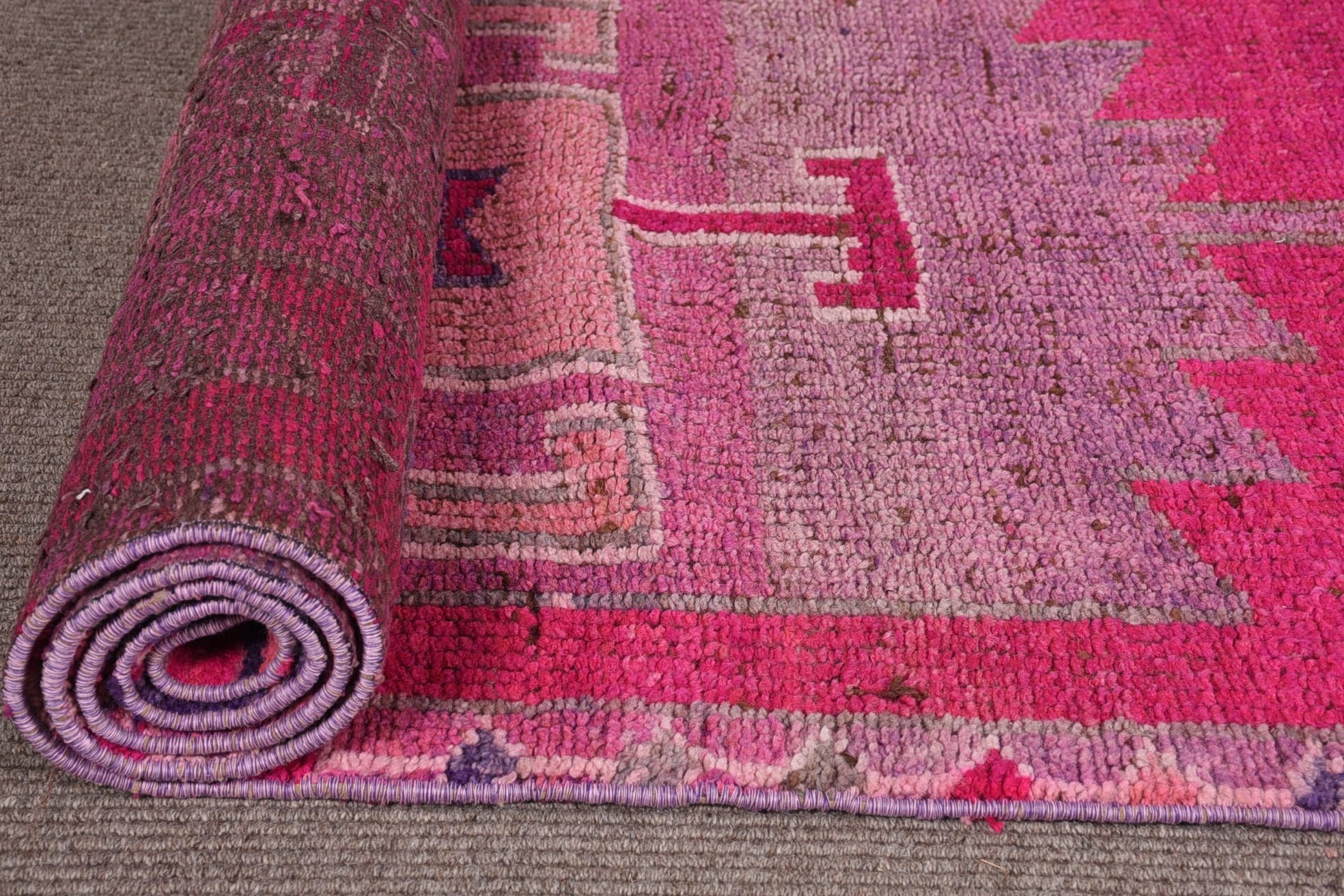 Türk Halısı, Merdiven Halıları, 3,1x9,8 ft Yolluk Halısı, Oryantal Halı, Ev Dekorasyonu Halıları, Koridor Halısı, Mutfak Halısı, Vintage Halı, Pembe Yer Halısı