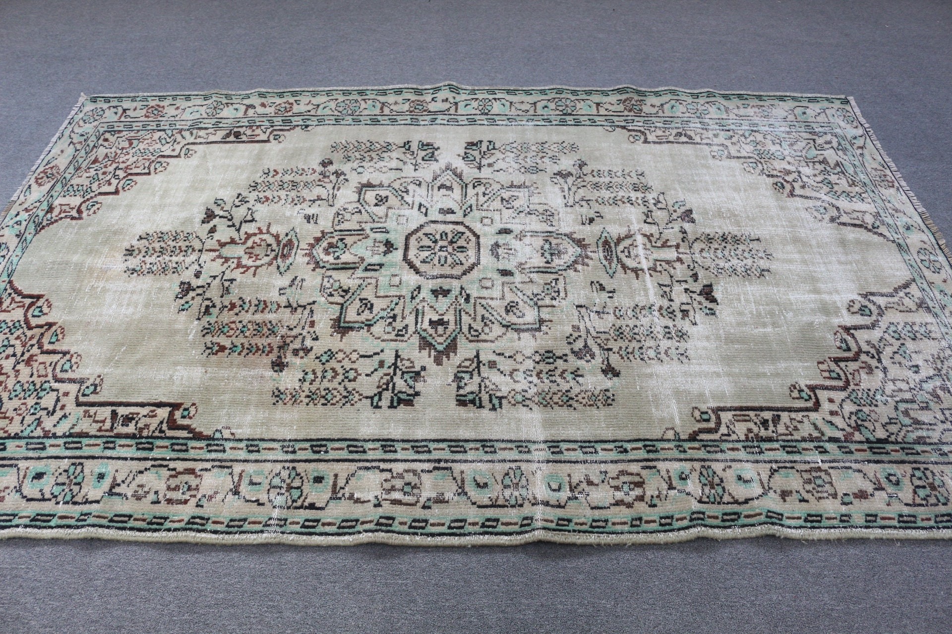 Rugs for Salon, Vintage Rug, Turkish Rugs, Cool Rug, Green Oriental Rugs, Salon Rug, Bedroom Rugs, 5.5x8.5 ft Large Rugs, Home Decor Rug