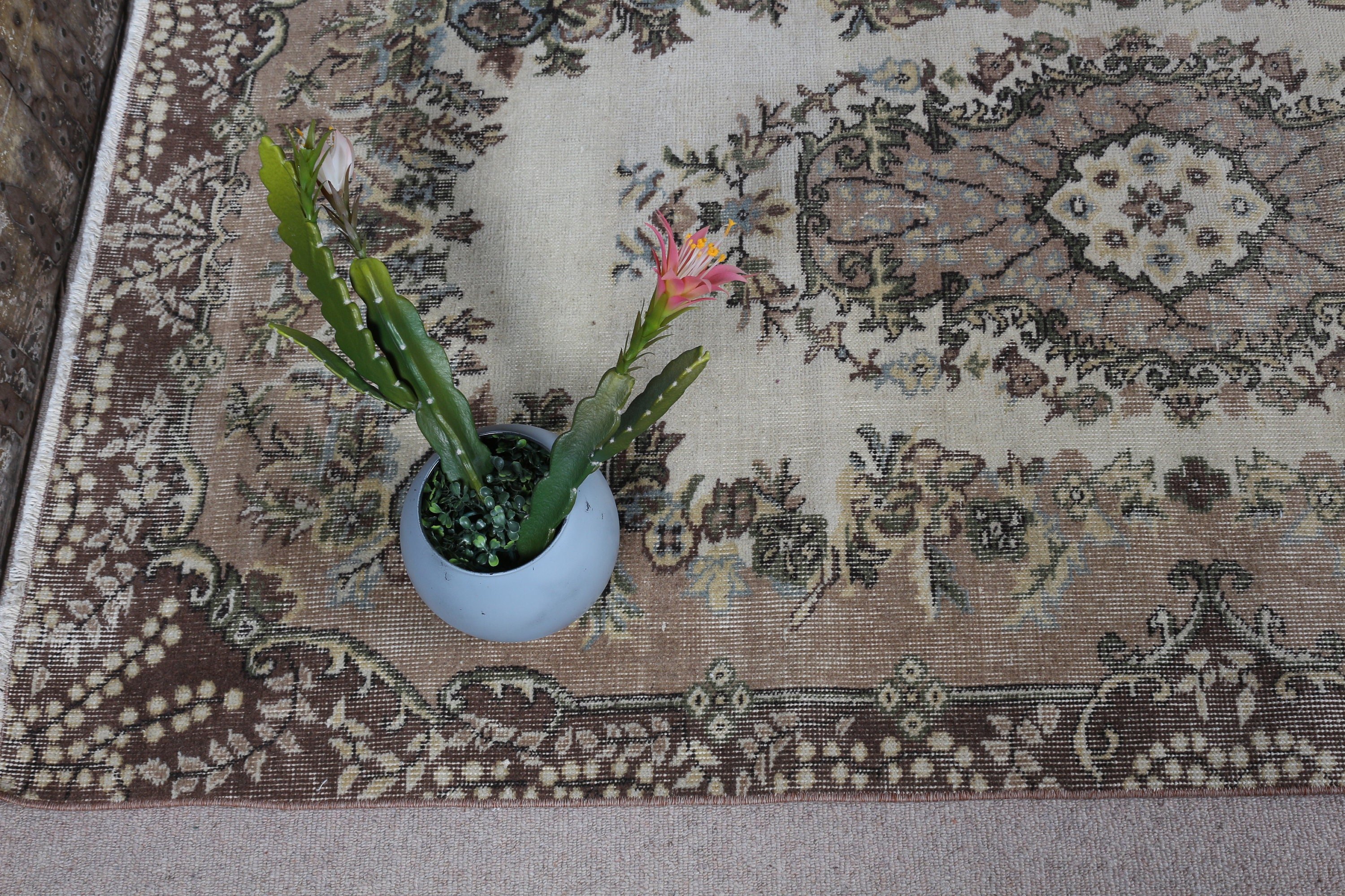 Cute Rug, 3.7x6.9 ft Area Rug, Vintage Rugs, Brown Cool Rug, Dining Room Rug, Anatolian Rug, Indoor Rugs, Turkish Rugs