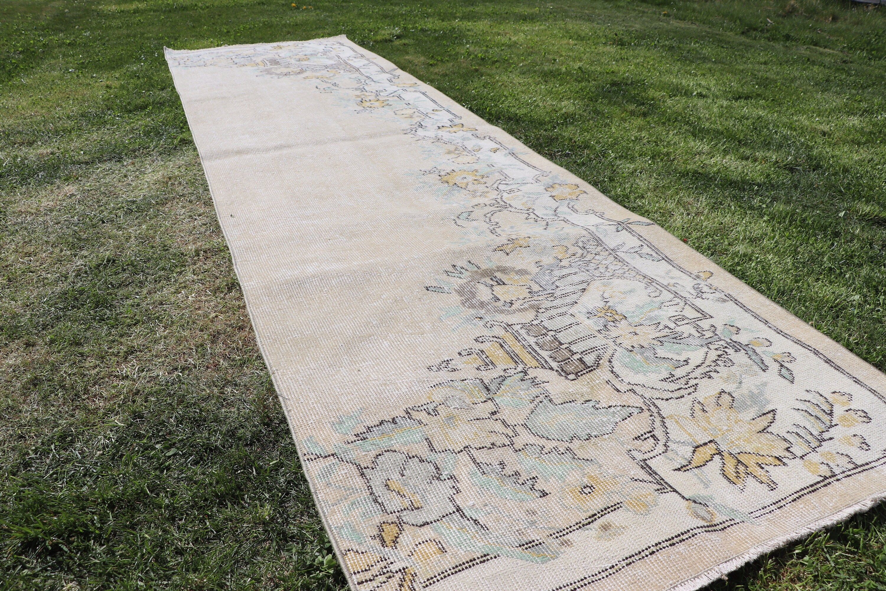 Türk Halıları, Lüks Halılar, Boho Halı, Bej Antika Halılar, 2.8x10.6 ft Runner Halıları, Merdiven Halıları, Vintage Halılar, Oushak Halı, Vintage Runner Halı