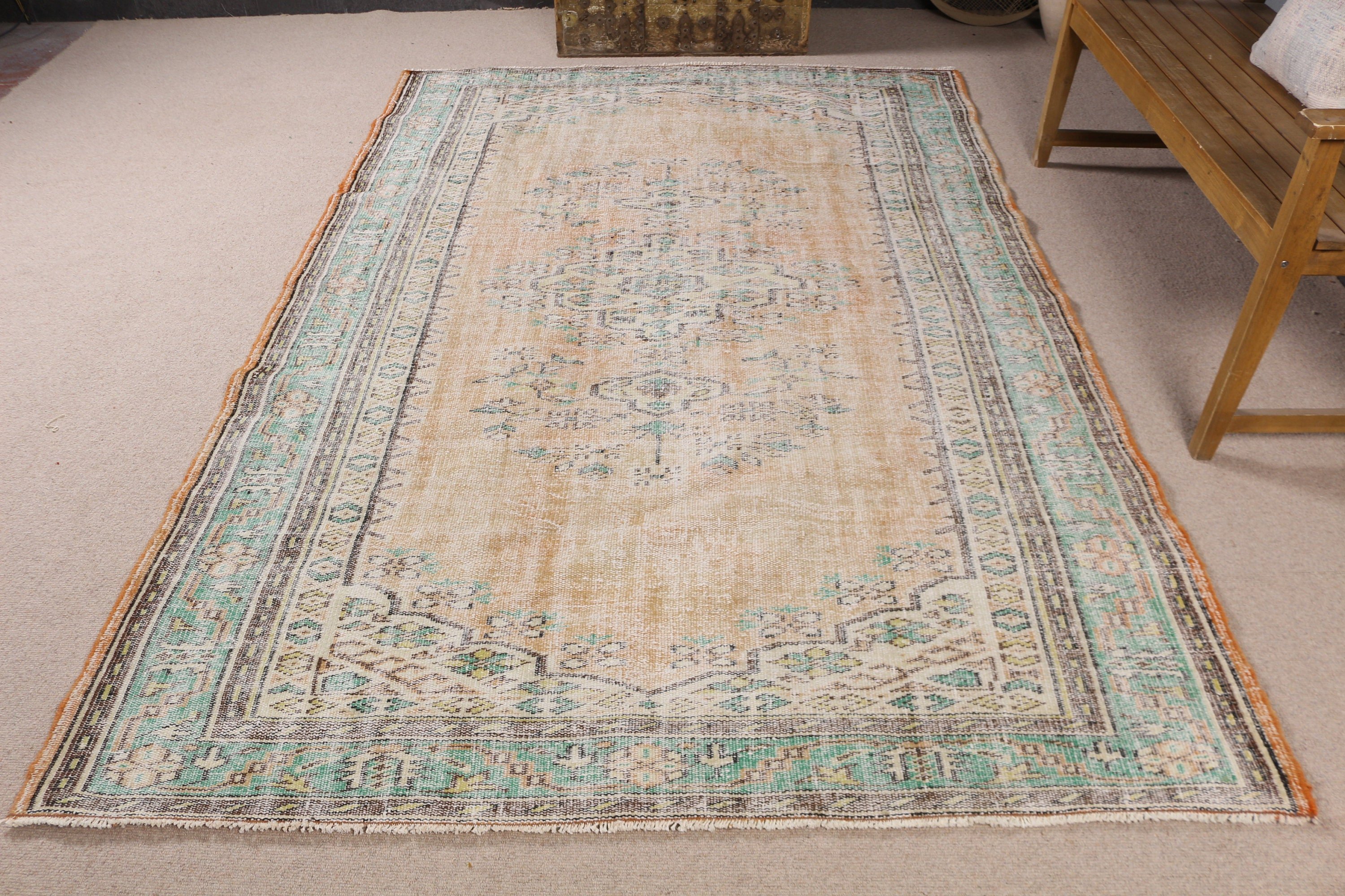 Yeşil Açıklama Halısı, Oturma Odası Halıları, Mutfak Halısı, Vintage Halılar, Dış Mekan Halıları, Salon Halısı, Boho Halısı, Türk Halısı, 5,7x8,6 ft Büyük Halılar