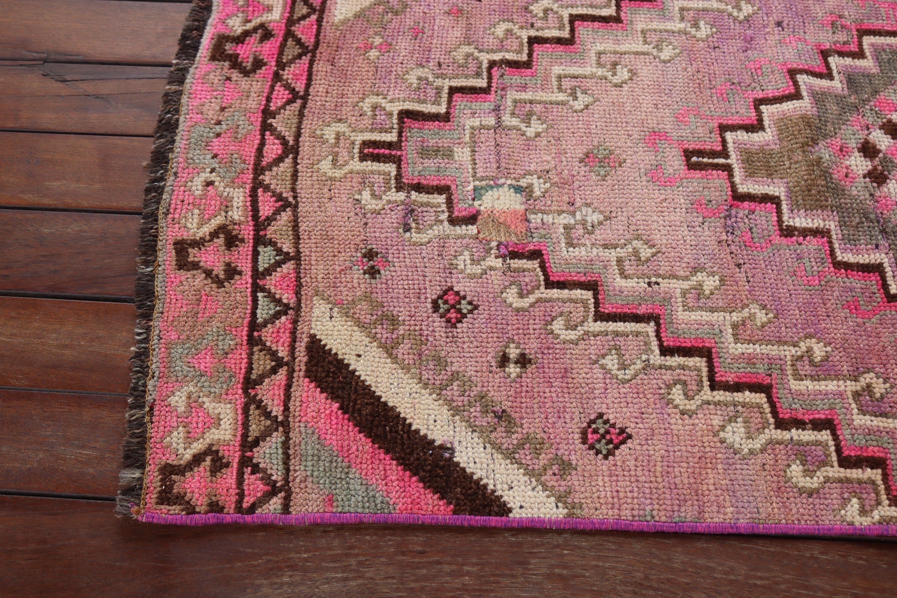 Turkish Rug, Pink Flatweave Rug, Vintage Rug, 2.5x8.7 ft Runner Rugs, Rug Runner Vintage Rugs, Corridor Rugs, Geometric Rug, Floor Rugs