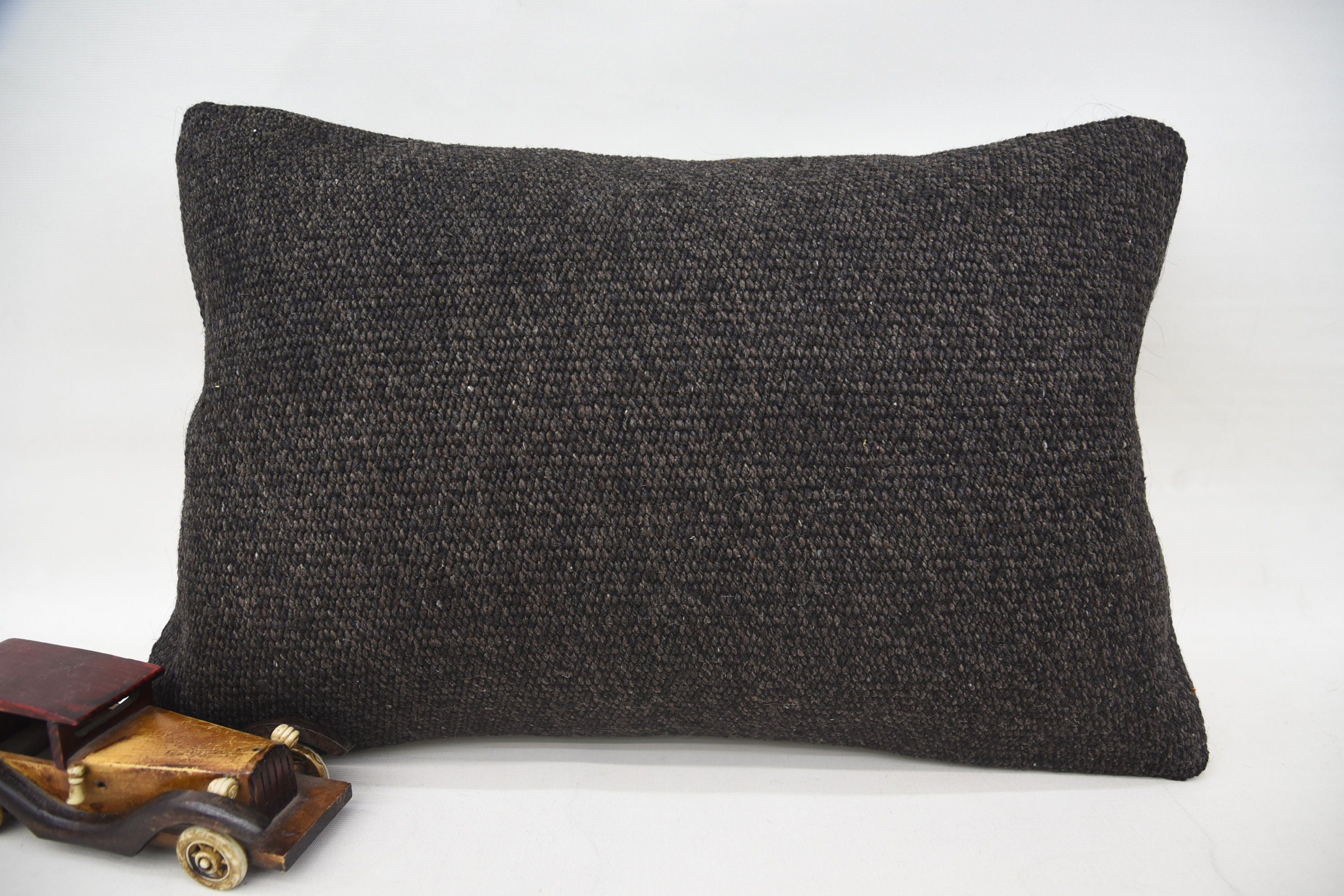 Kilim Pillow Cover, 16"x24" Brown Pillow Case, Kilim Cushion Sham, Handmade Kilim Cushion, Square Throw Cushion Cover
