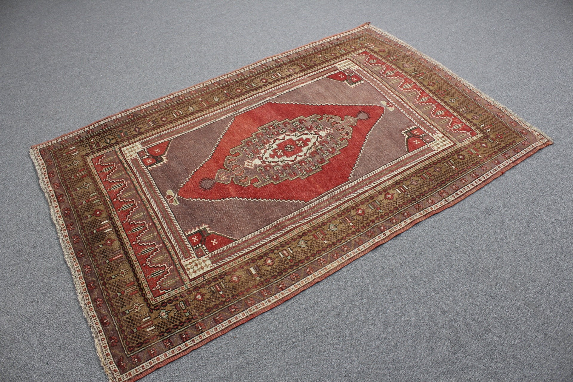 Oushak Rug, Moroccan Rugs, Red Floor Rugs, Dining Room Rug, 4x6.2 ft Area Rugs, Vintage Rug, Living Room Rug, Decorative Rug, Turkish Rugs