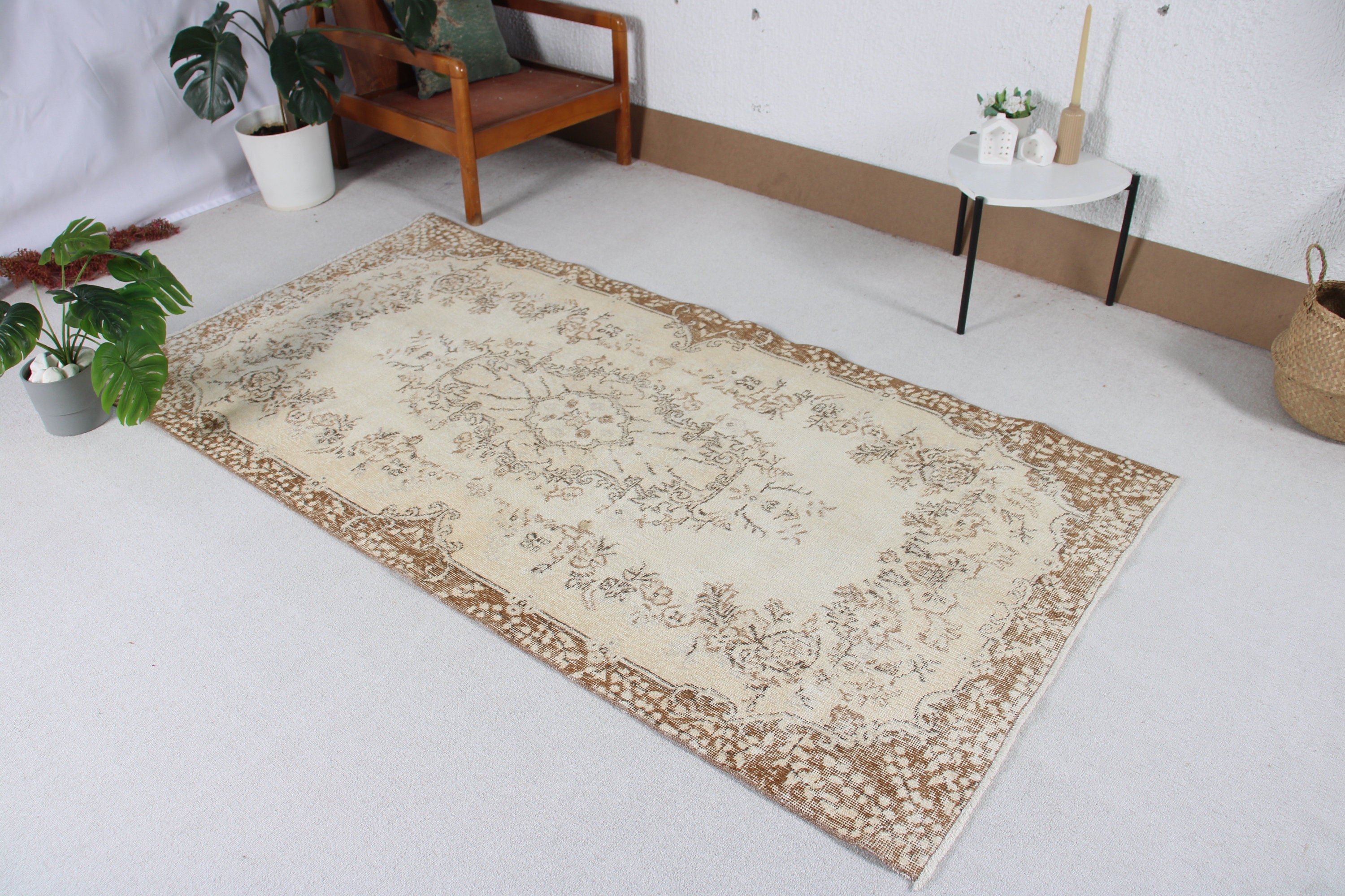 Turkish Rugs, Bedroom Rugs, Vintage Area Rugs, Turkey Rugs, Vintage Rugs, Modern Rugs, 3.7x7.3 ft Area Rugs, Cool Rug, Beige Flatweave Rugs