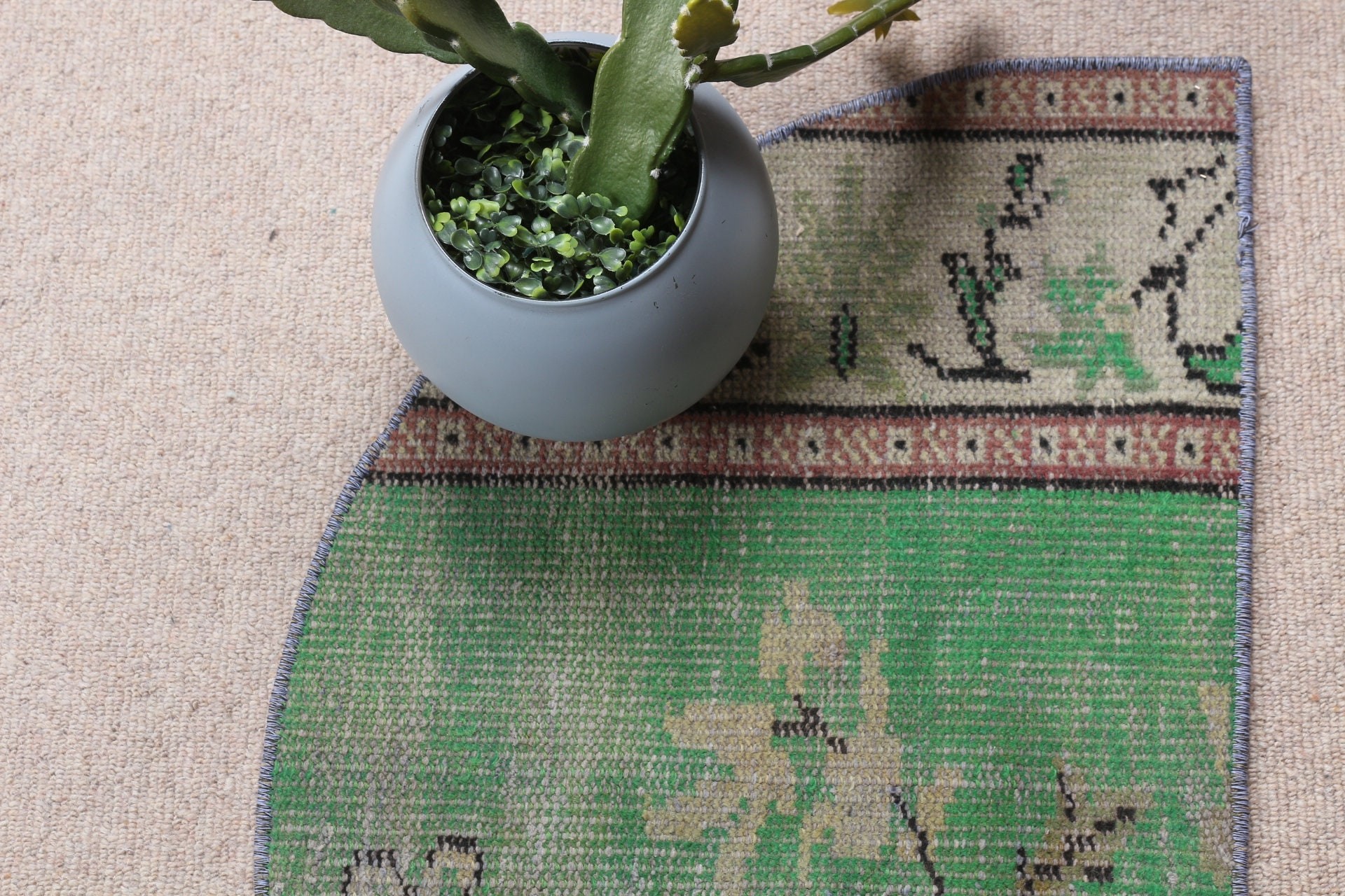 Rugs for Nursery, Door Mat Rug, Bathroom Rugs, Turkish Rug, Floor Rug, Oriental Rug, Green Wool Rug, Vintage Rugs, 2.4x1.5 ft Small Rug