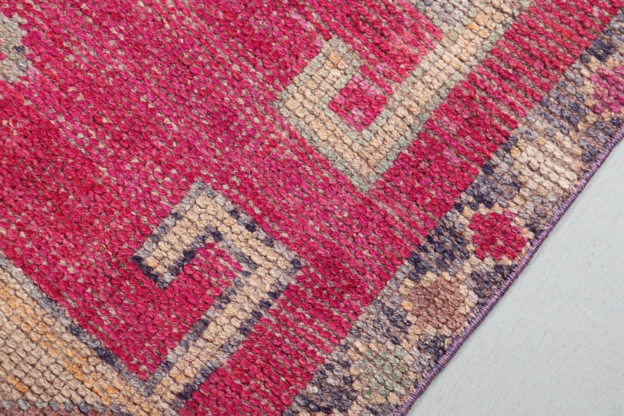 Pink Wool Rug, Oushak Rug, Stair Rugs, Rugs for Kitchen, 3x8.6 ft Runner Rugs, Vintage Rugs, Turkish Rug, Antique Rug, Corridor Rug