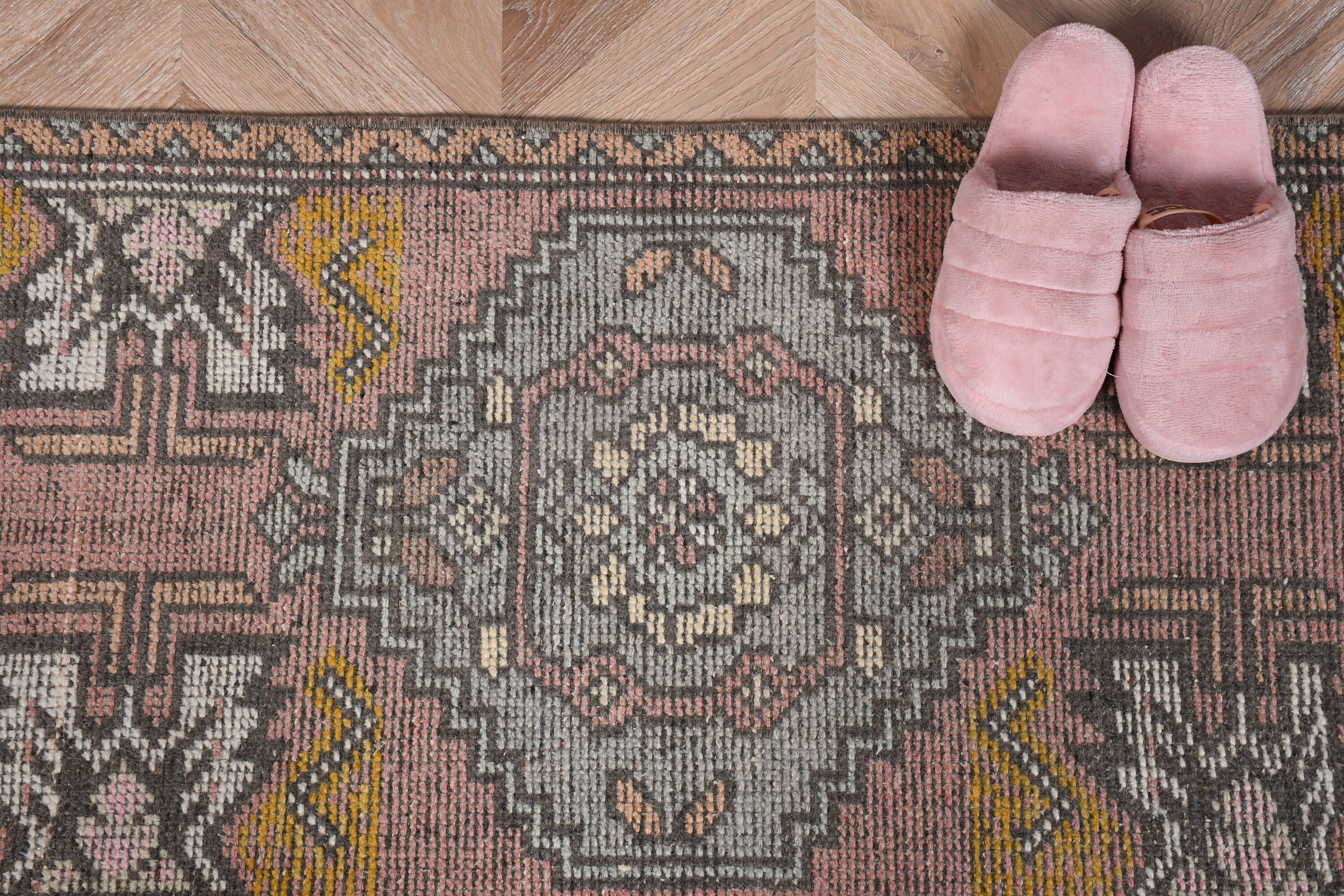 Kitchen Rugs, Turkish Rugs, Pink Cool Rug, Entry Rug, Floor Rugs, Vintage Rug, 1.7x3 ft Small Rug, Rugs for Entry, Hand Woven Rug, Bath Rug