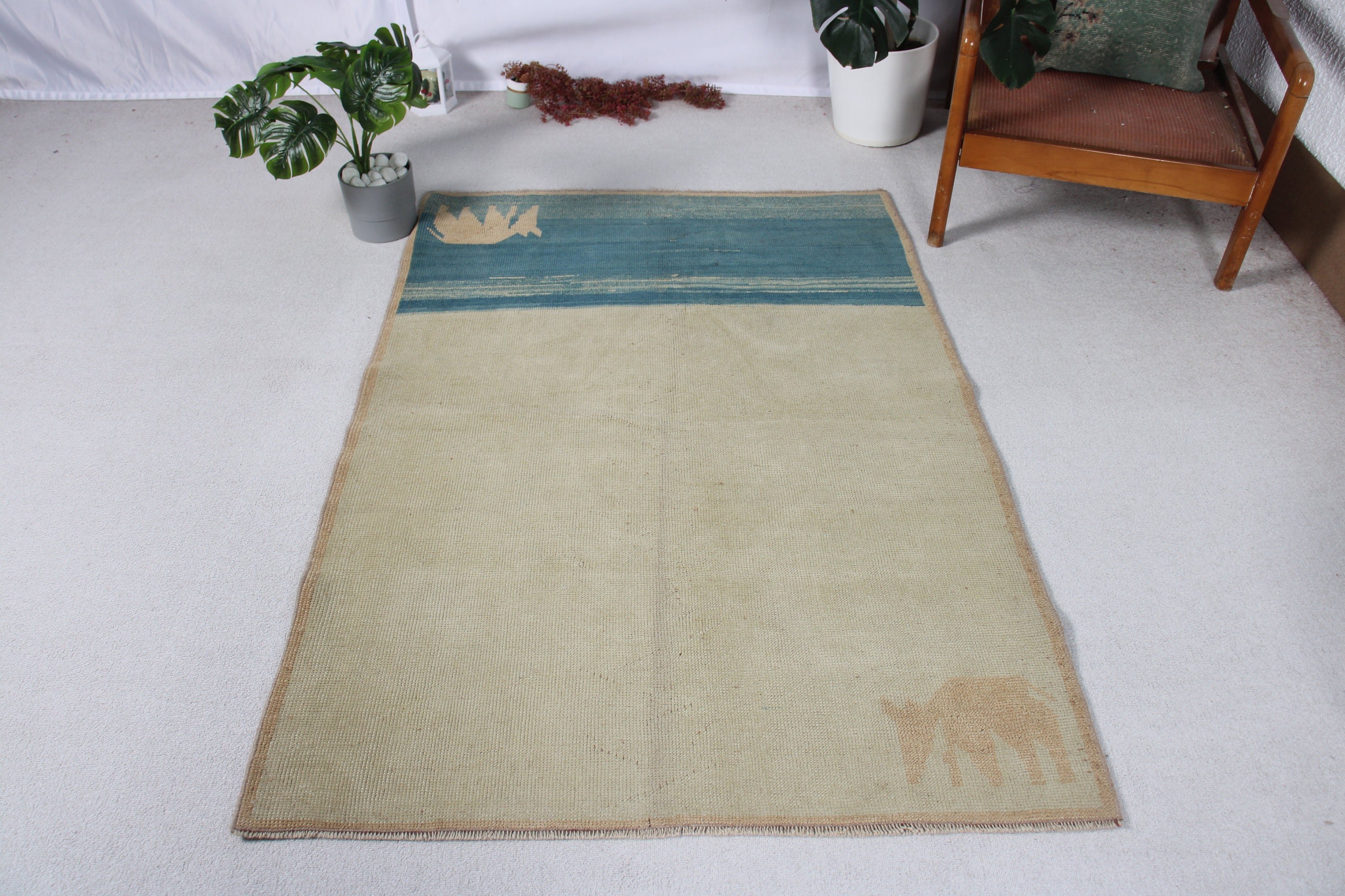 Nursery Rugs, Entry Rugs, Green  3.8x5.4 ft Accent Rug, Vintage Rug, Home Decor Rugs, Cool Rugs, Turkish Rug, Aztec Rug