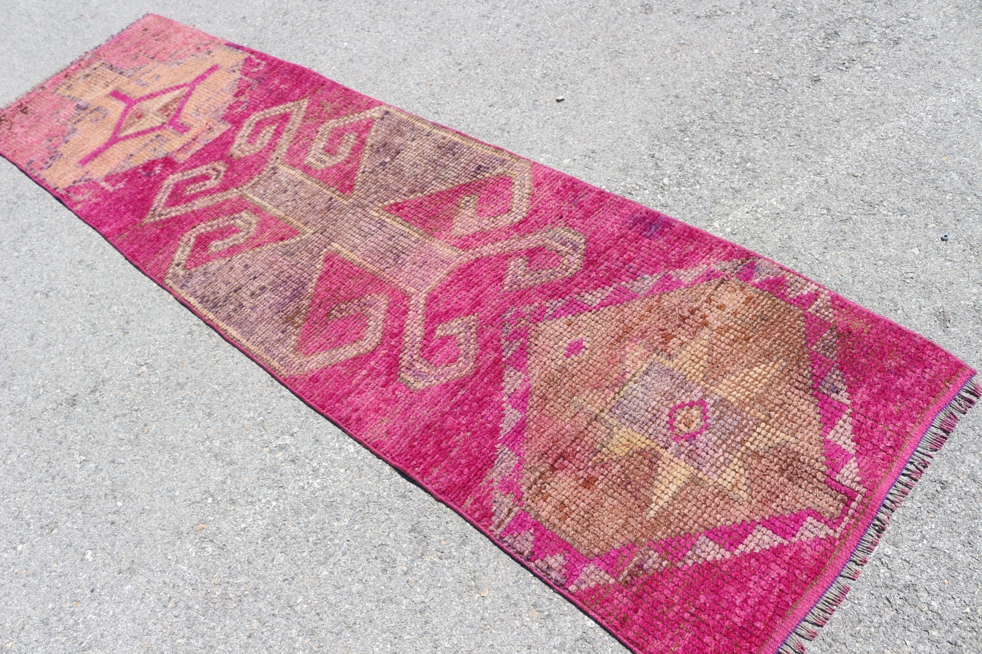 Rugs for Runner, Vintage Rug, 2.6x9.7 ft Runner Rug, Oushak Rug, Turkish Rugs, Stair Rug, Antique Rug, Pink Oushak Rugs, Corridor Rug