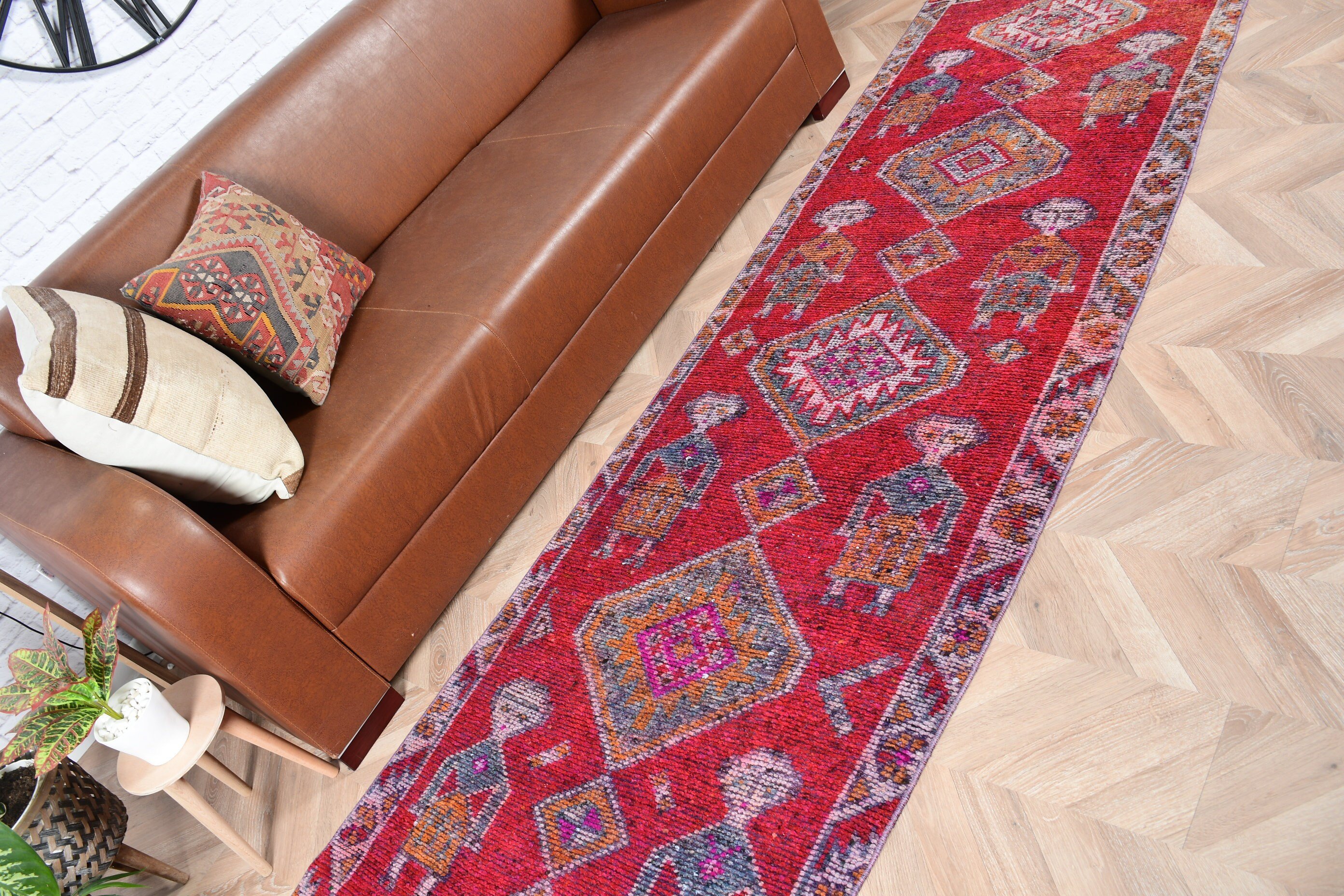 Oushak Rugs, 2.8x9.5 ft Runner Rugs, Corridor Rugs, Pink Antique Rug, Turkey Rug, Rugs for Kitchen, Turkish Rug, Vintage Rugs