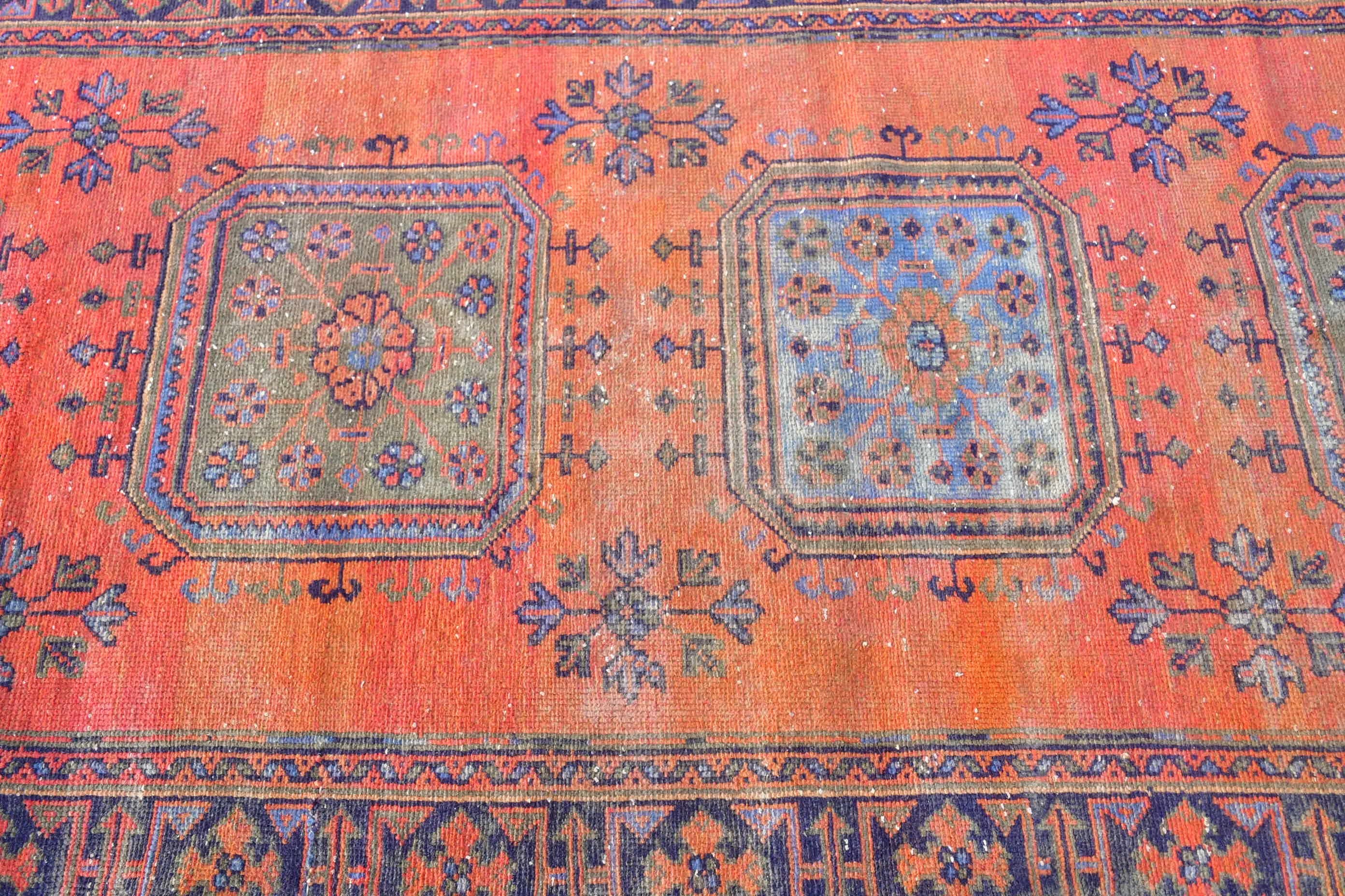 Rugs for Kitchen, Turkish Rugs, Stair Rug, Orange  3.8x11.2 ft Runner Rugs, Wool Rug, Vintage Rugs, Corridor Rugs, Cool Rugs