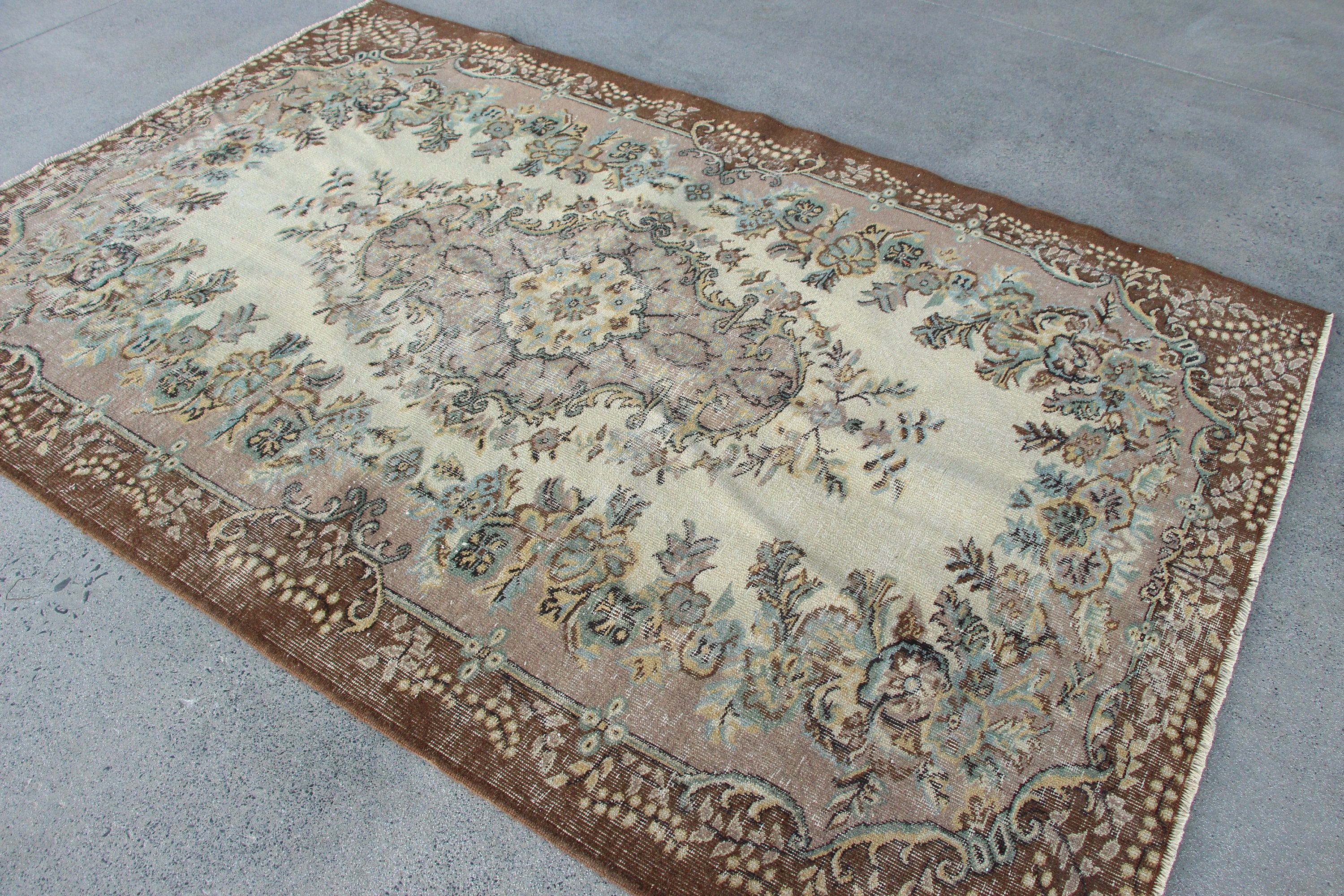 Turkish Rugs, Antique Rug, Salon Rug, Beige Anatolian Rugs, Vintage Rug, Handmade Rugs, Home Decor Rug, 5.4x8.3 ft Large Rugs, Bedroom Rug