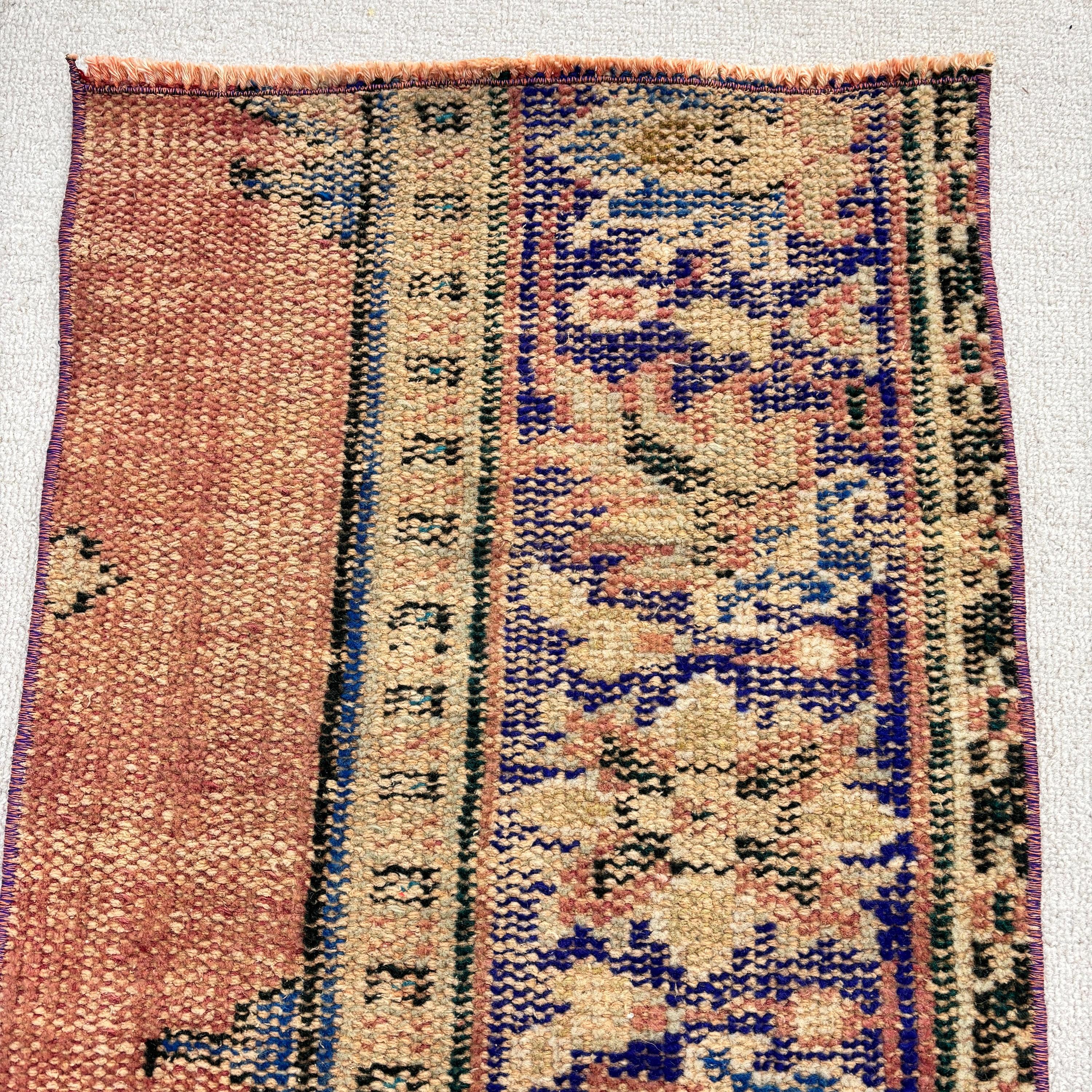 1.4x3.2 ft Küçük Halılar, Vintage Halılar, Yatak Odası Halıları, Anadolu Halıları, Küçük Alan Halısı, Mor Ev Dekorasyonu Halısı, Türk Halısı