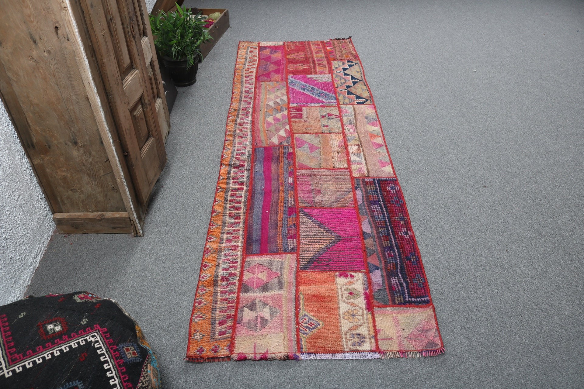 Lüks Halı, 2.8x8.6 ft Yolluk Halı, Yer Halıları, Pembe Yatak Odası Halıları, Koridor Halıları, Vintage Halılar, Türk Halıları, Uzun Yolluk Halıları