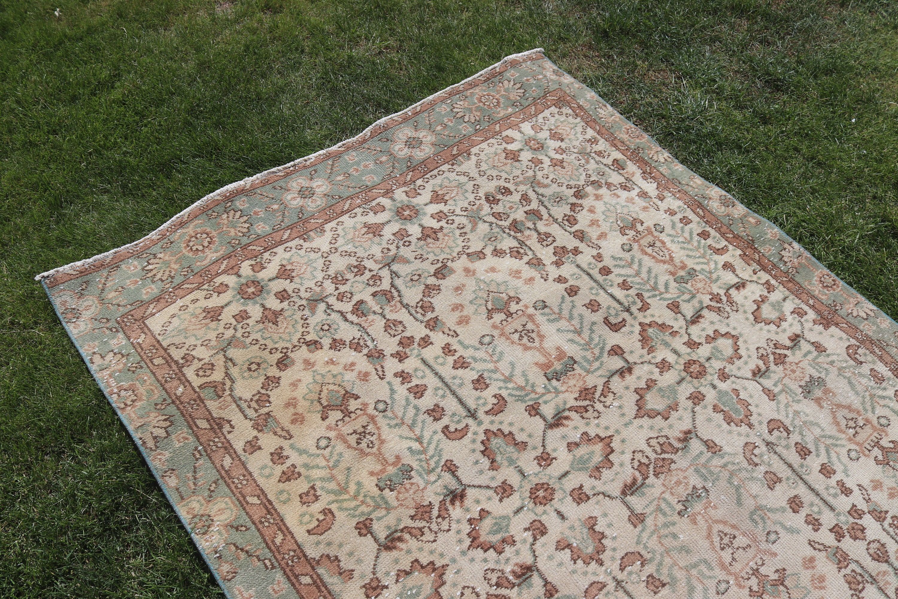 Neutral Rugs, Rugs for Kitchen, Floor Rug, Brown Boho Rug, Boho Area Rugs, Bedroom Rugs, Turkish Rug, Vintage Rugs, 4.5x8.2 ft Area Rug