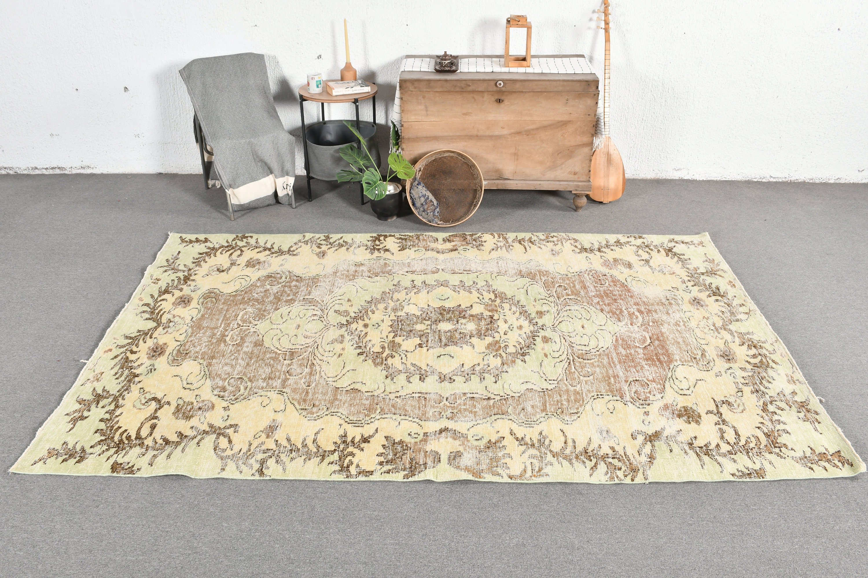 5.6x9 ft Large Rugs, Vintage Rug, Living Room Rug, Cool Rug, Bedroom Rugs, Aesthetic Rug, Green Home Decor Rug, Turkish Rug, Antique Rug