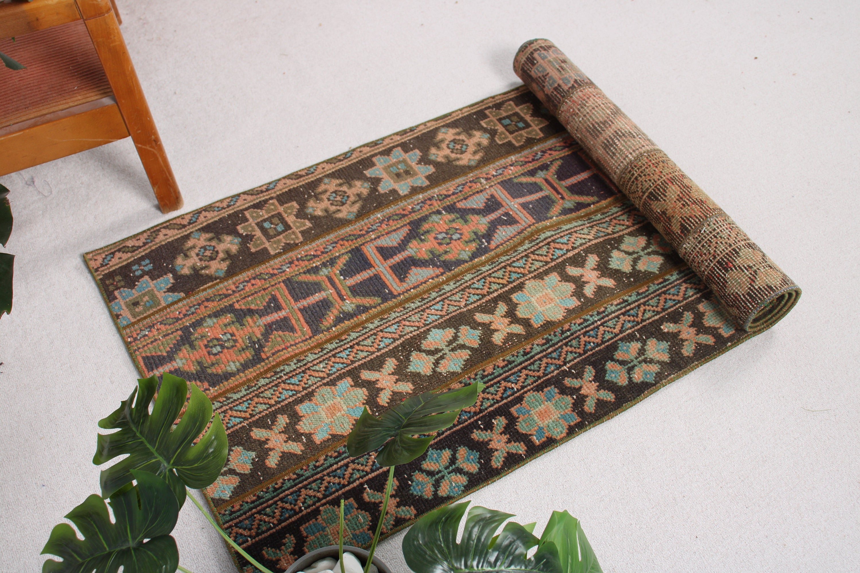 Düz Dokuma Halılar, Banyo Halısı, Vintage Halılar, El Dokuma Halı, Mutfak Halıları, Mavi Boho Halı, 2,5x5,9 ft Küçük Halılar, Vintage Dekor Halı, Türk Halısı