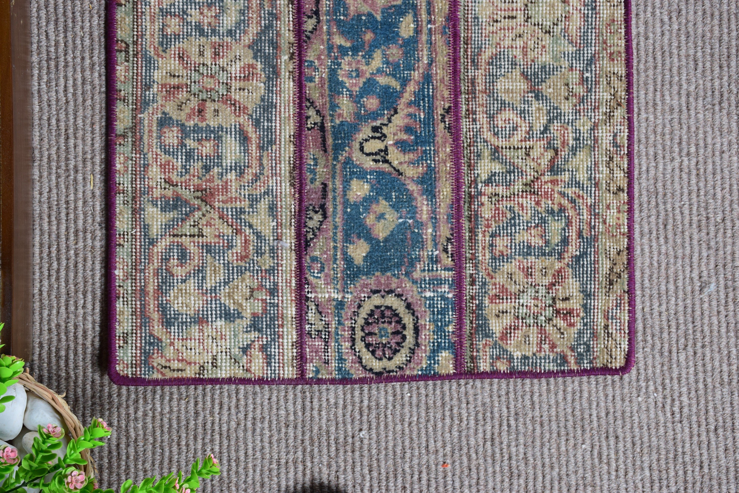 Turkish Rug, Rugs for Entry, Vintage Rug, Purple Kitchen Rugs, Antique Rug, Distressed Rug, 1.7x3 ft Small Rug, Bedroom Rug