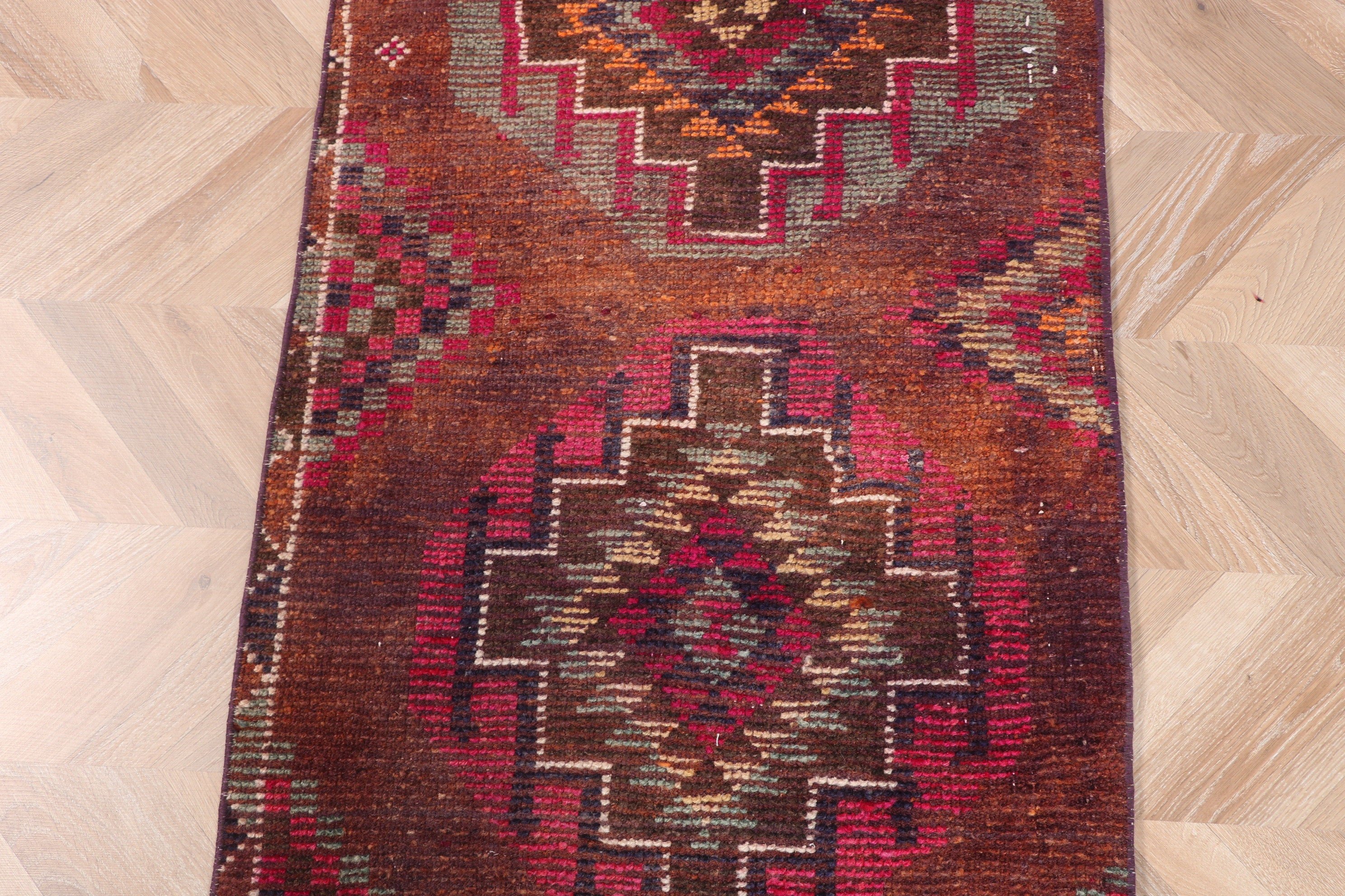 Türk Halıları, Vintage Halılar, Merdiven Halıları, Mutfak Halısı, Merdiven Halısı, 2.3x11.6 ft Runner Halıları, Boho Halısı, Kahverengi Oryantal Halısı, Oushak Halıları