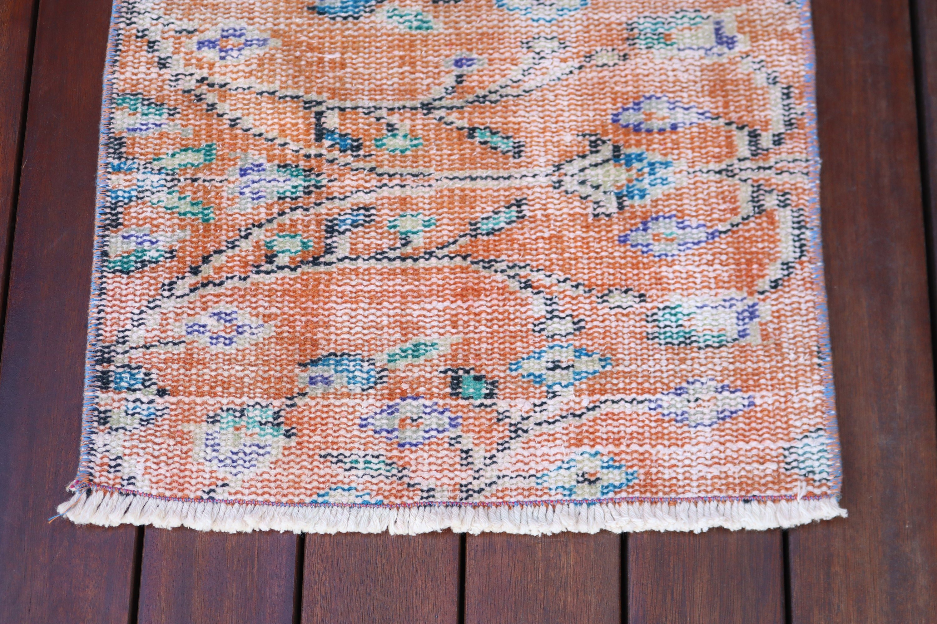 Luxury Rug, Orange Floor Rugs, Bath Rugs, Vintage Rugs, Small Boho Rugs, Boho Rug, Turkish Rug, Rugs for Car Mat, 1.5x2.3 ft Small Rugs